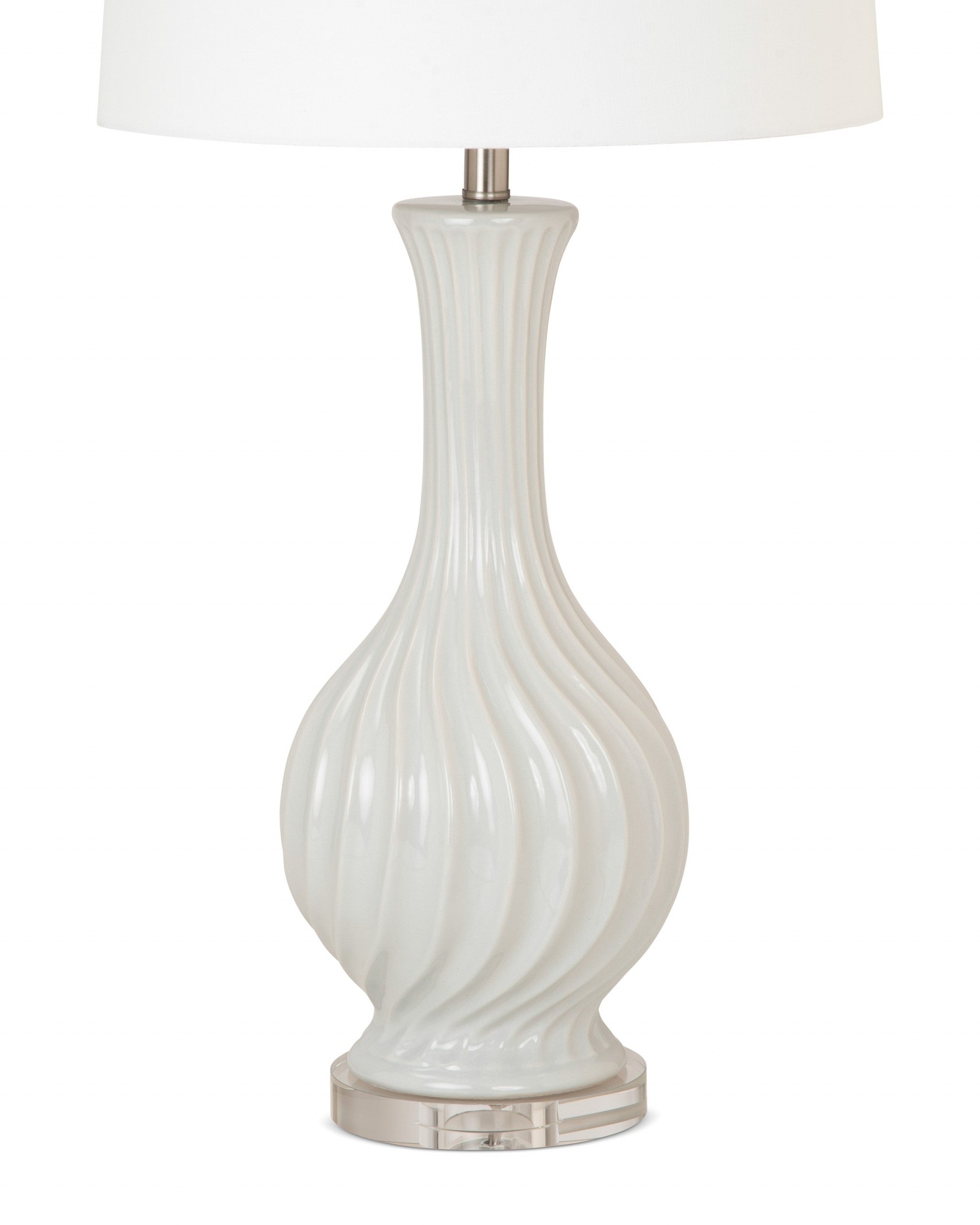 Set of 2 Light Gray Curved Ceramic Table Lamps