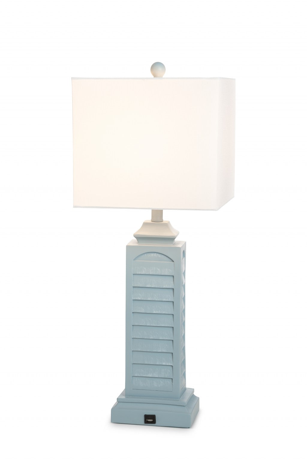 Set of 2 Light Blue Louver Base Table Lamps with USB