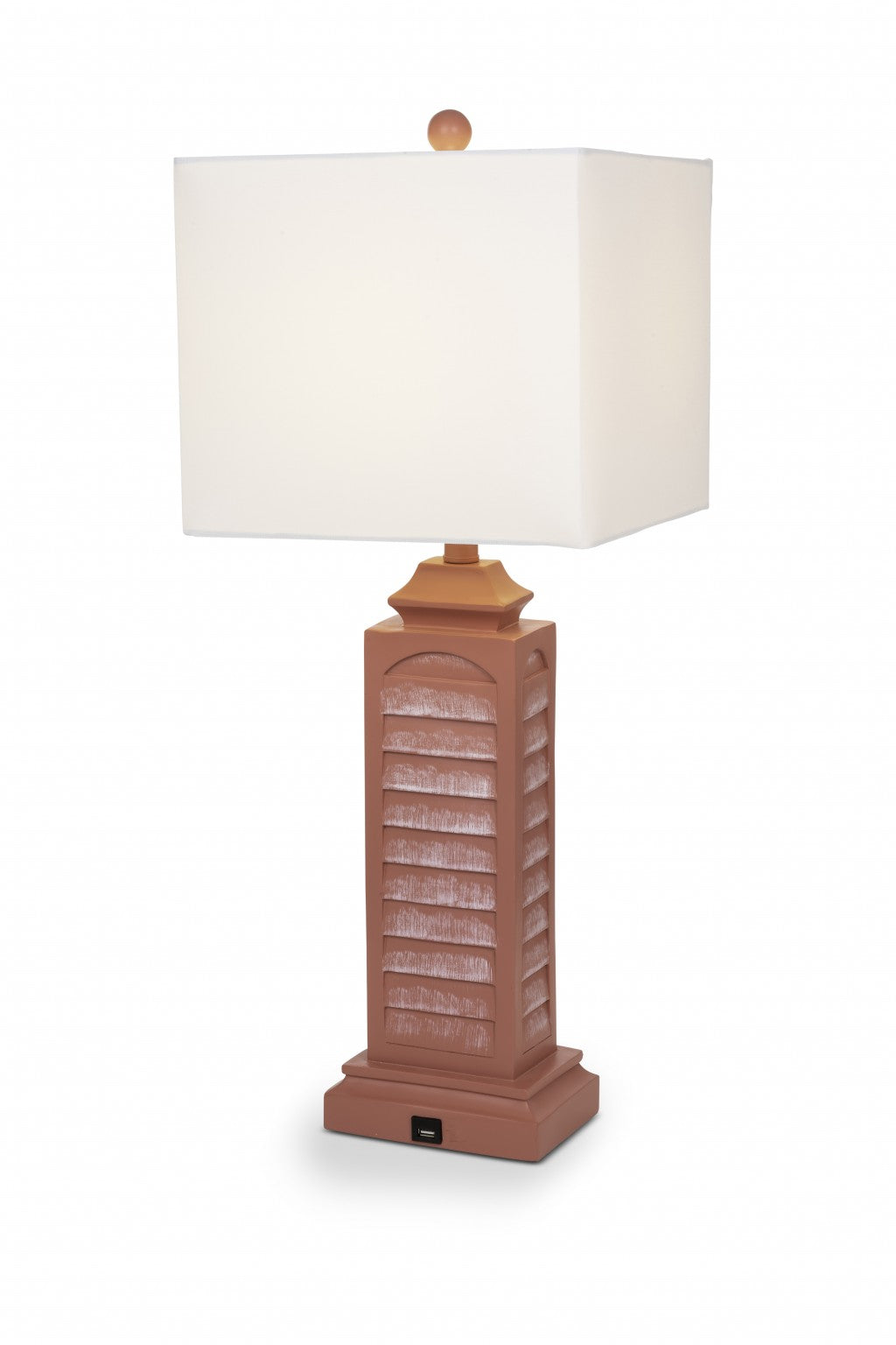 Set of 2 Light Red Louver Base Table Lamps with USB