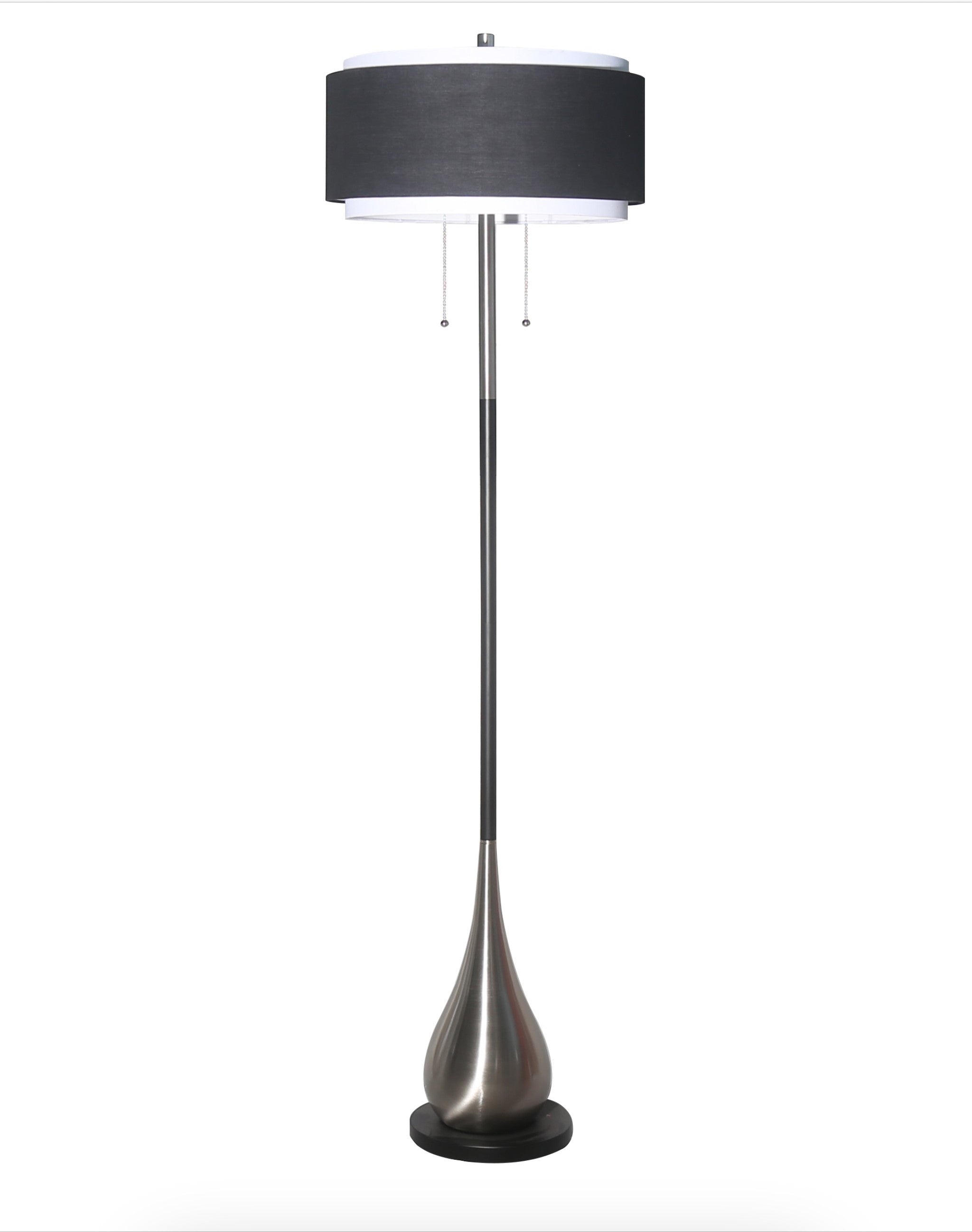 Reverse Teardrop Black and Chrome Floor Lamp