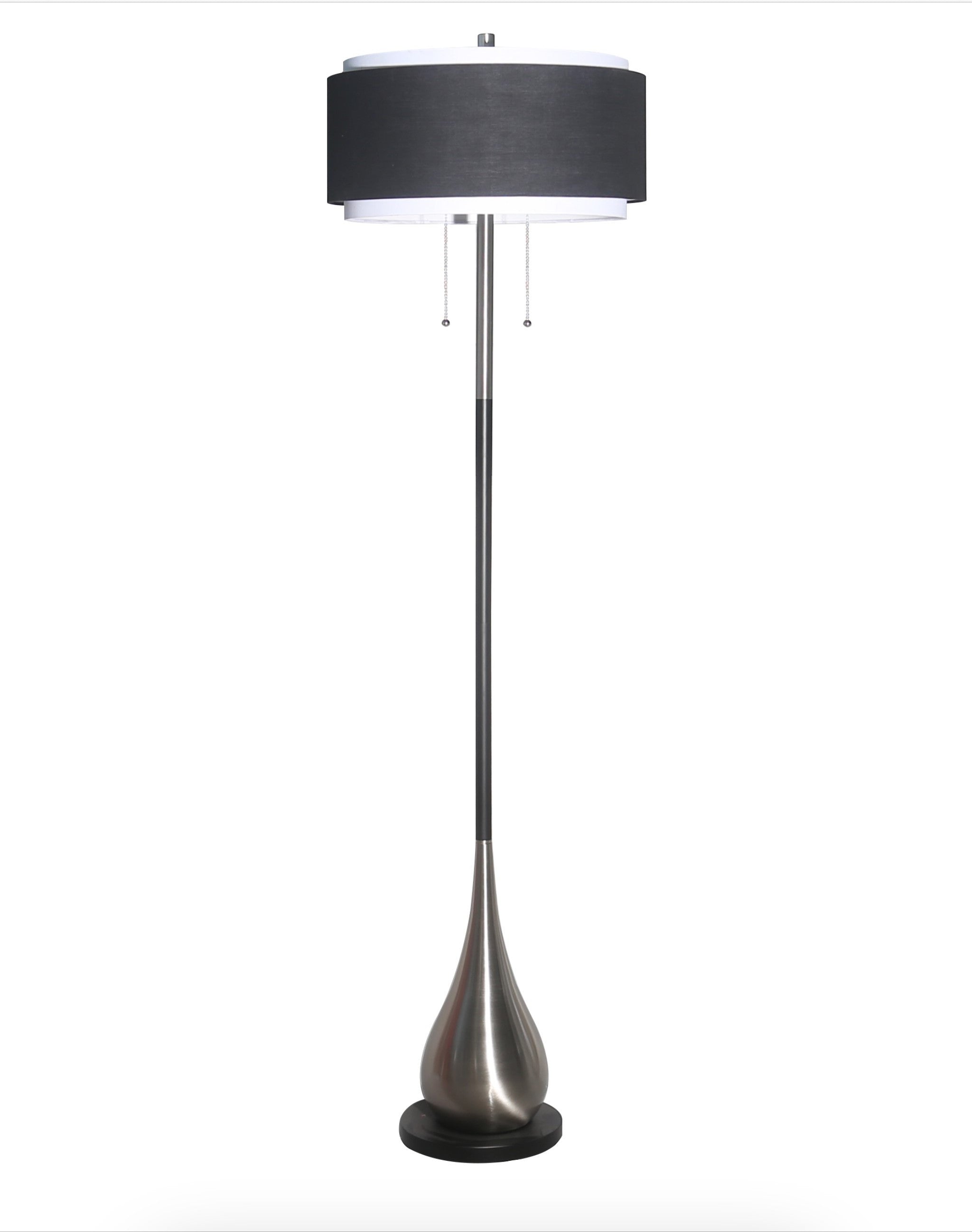 Reverse Teardrop Black and Chrome Floor Lamp