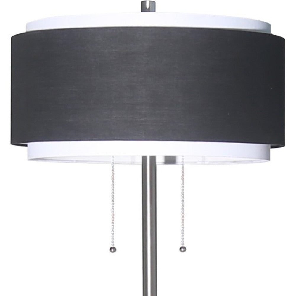 Reverse Teardrop Black and Chrome Floor Lamp