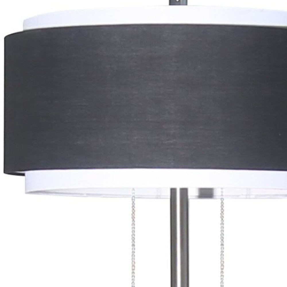 Reverse Teardrop Black and Chrome Floor Lamp