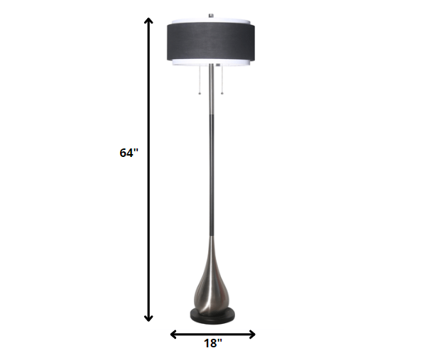 Reverse Teardrop Black and Chrome Floor Lamp