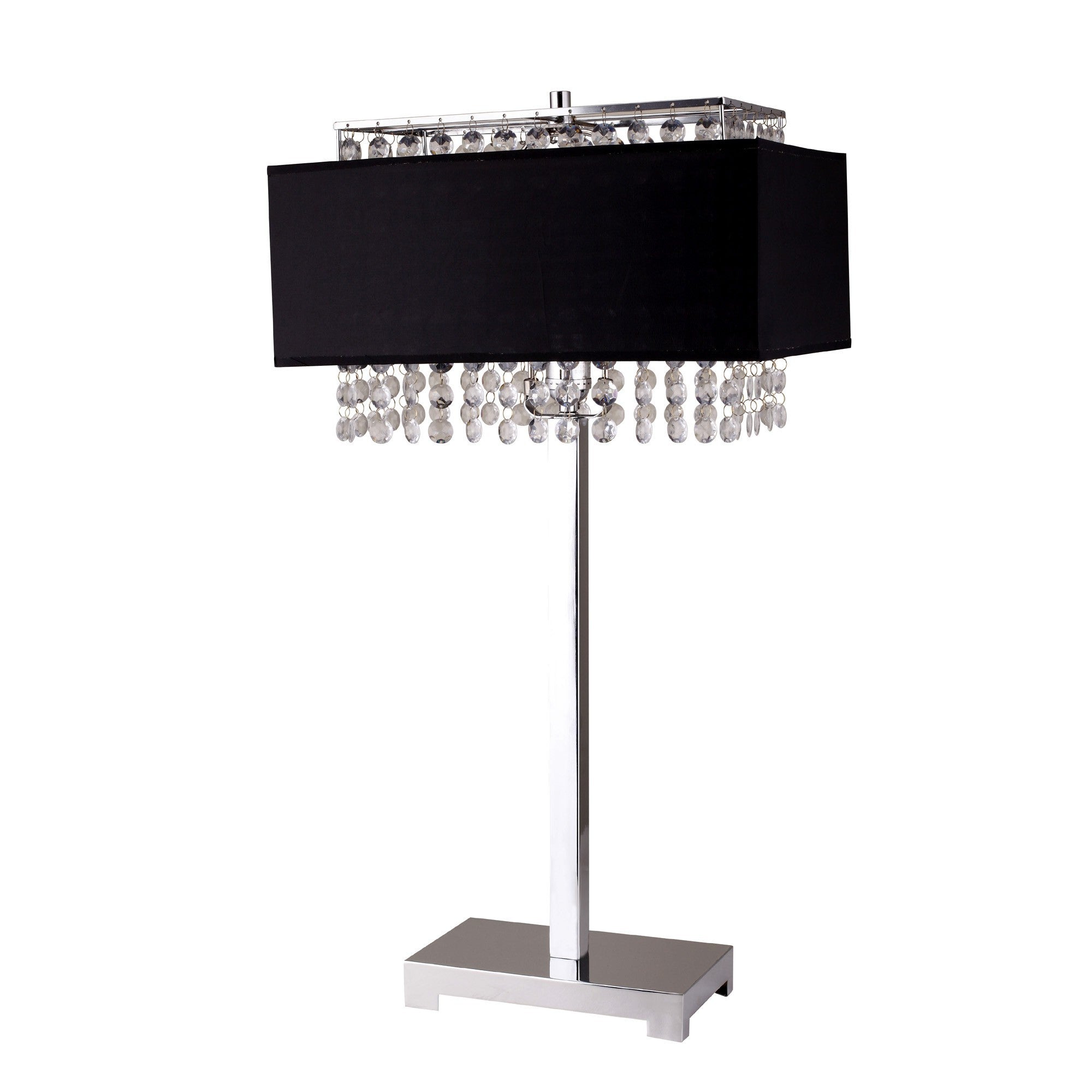 Bling Glam Black and Faux Crystal Rectangular Table Lamp