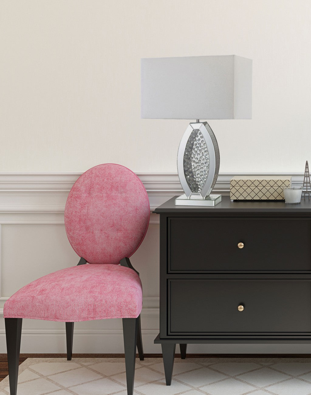 Contemporary Glass Table Lamp with Rectangular Shade