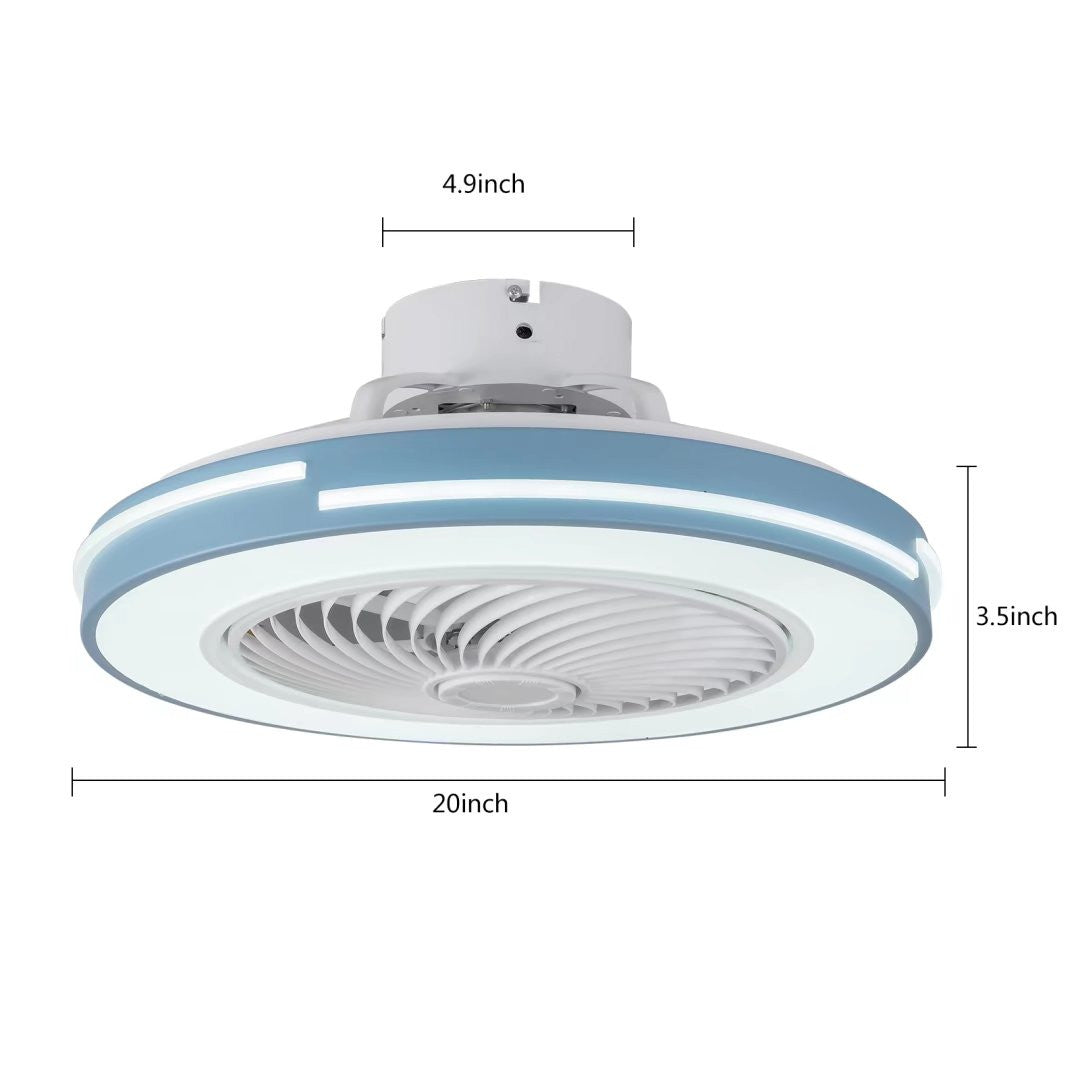 Blue Compact LED Fan and Light