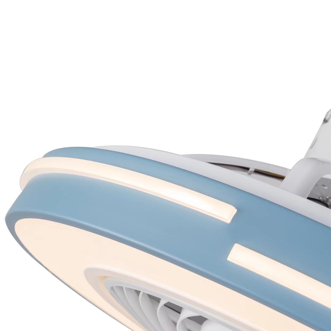 Blue Compact LED Fan and Light