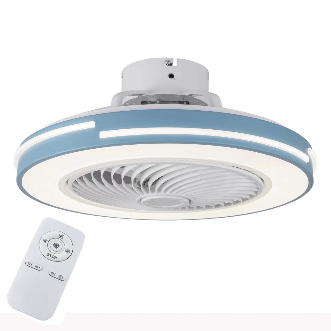 Blue Compact LED Fan and Light