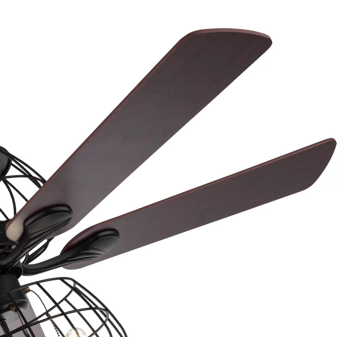 Retro Two Tier Ceiling Lamp And Reversible Fan