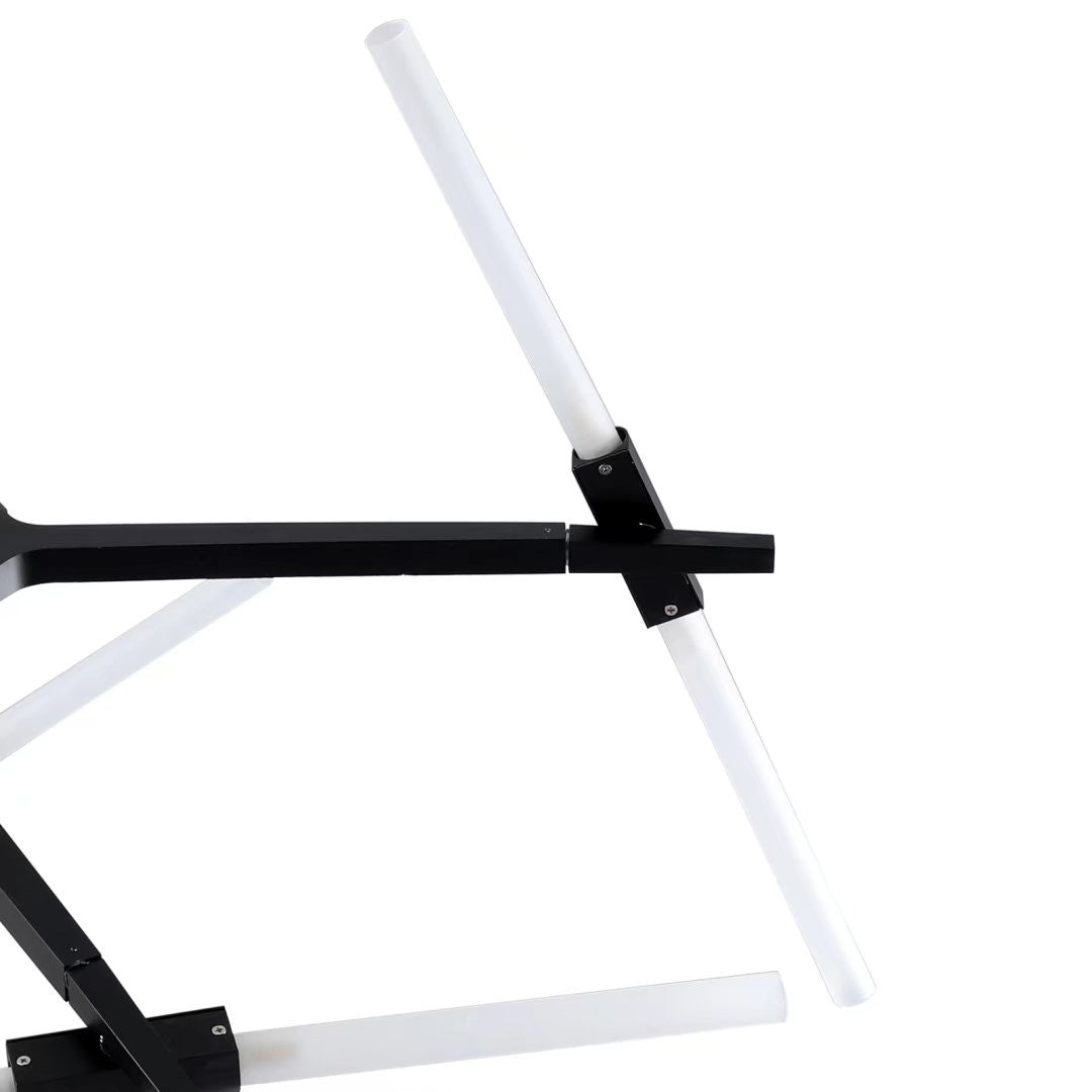 Asymmetric Black Metal Ten Light Modern Chandelier