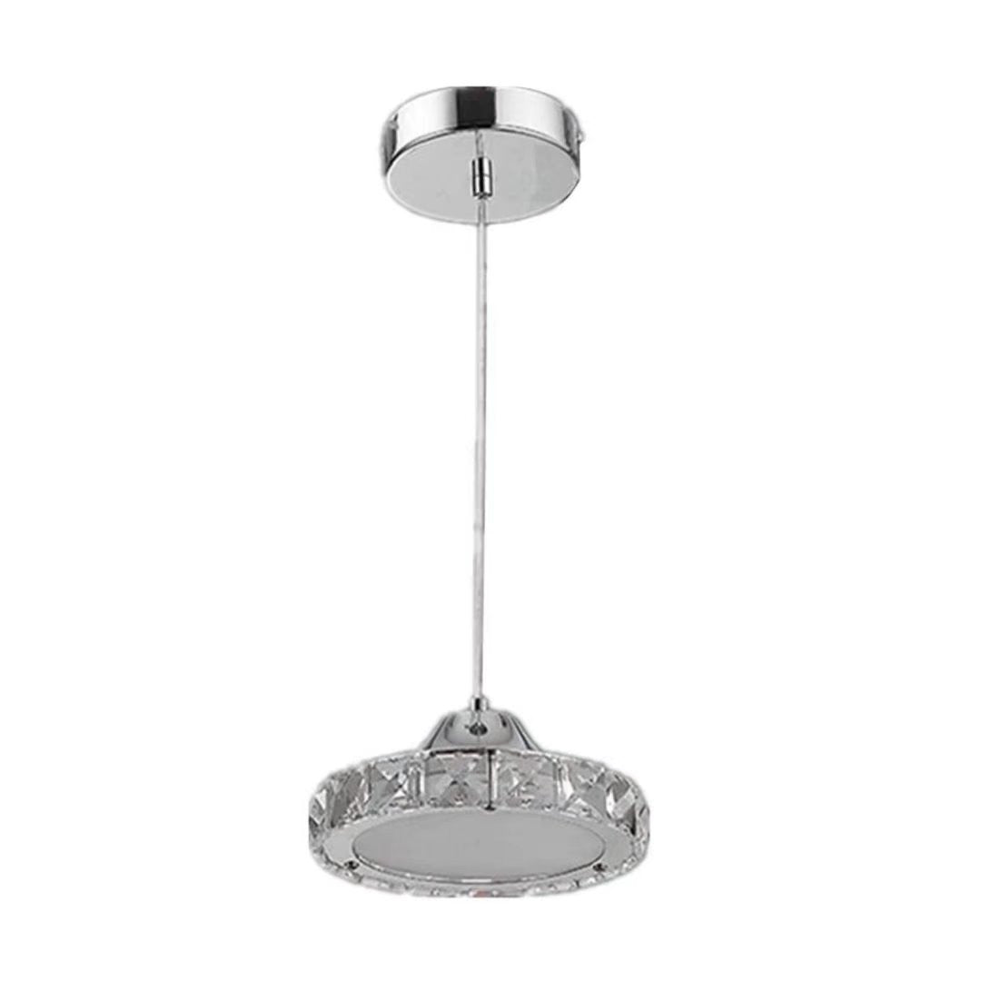 Silver Modern Faux Crystal Compact Ring LED Pendant Lamp