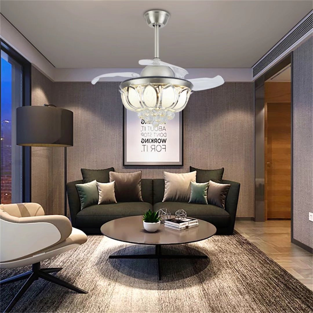 Stylish Crystal Chandelier Invisible Blade Ceiling Fan