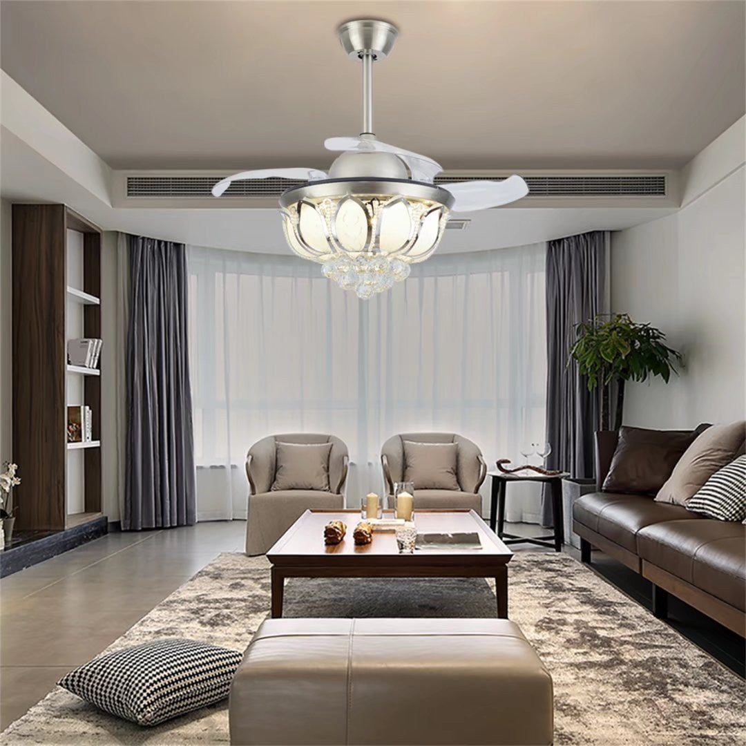 Stylish Crystal Chandelier Invisible Blade Ceiling Fan