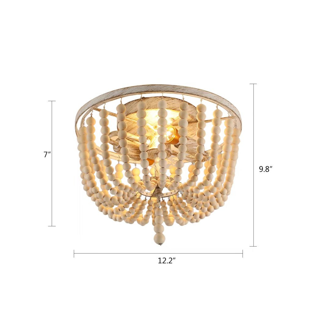 Bohemian Natural Wood Beaded Chandelier