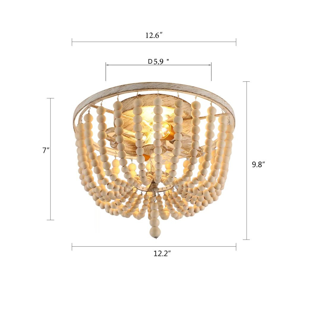 Bohemian Natural Wood Beaded Chandelier