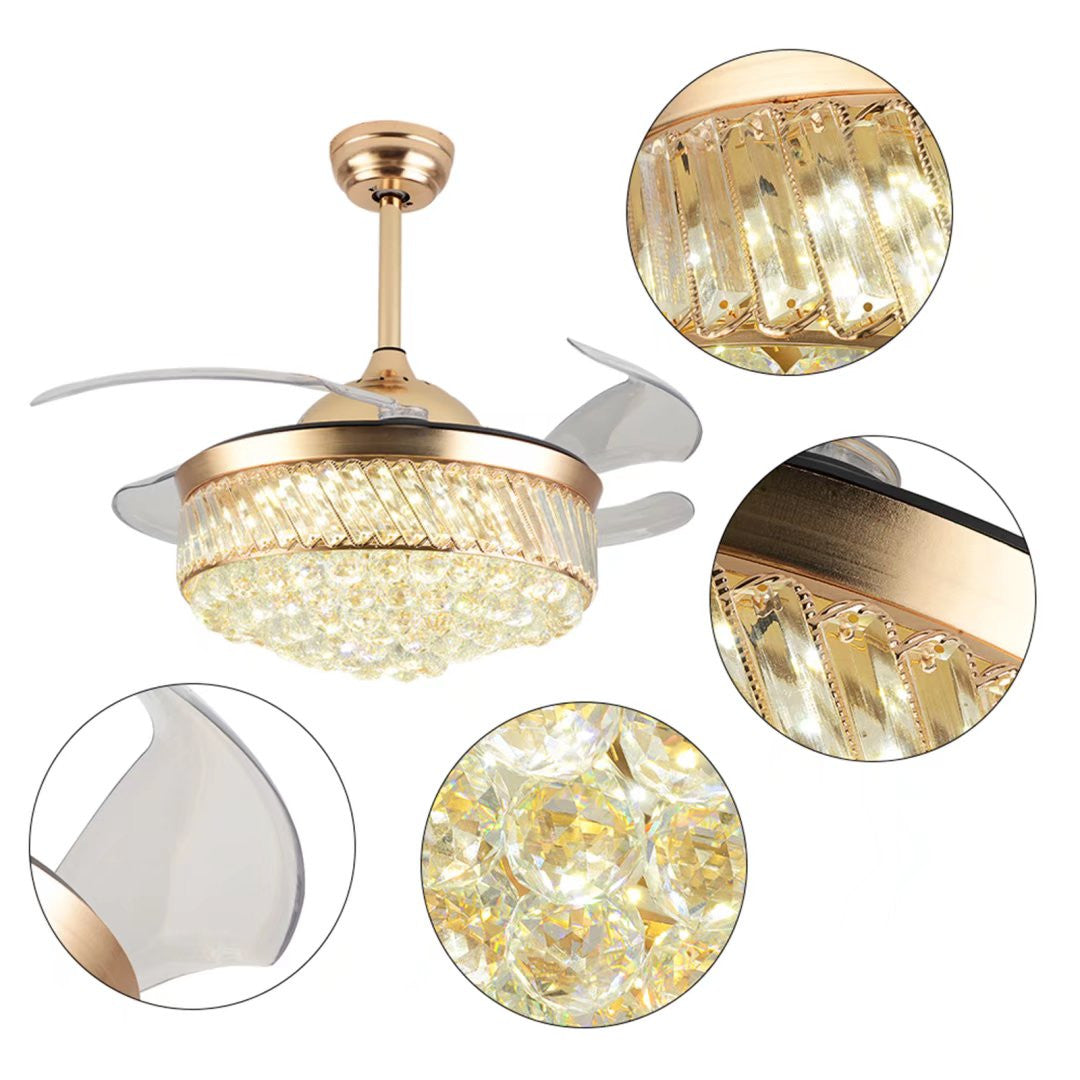 Stylish Crystal LED Chandelier Ceiling Fan