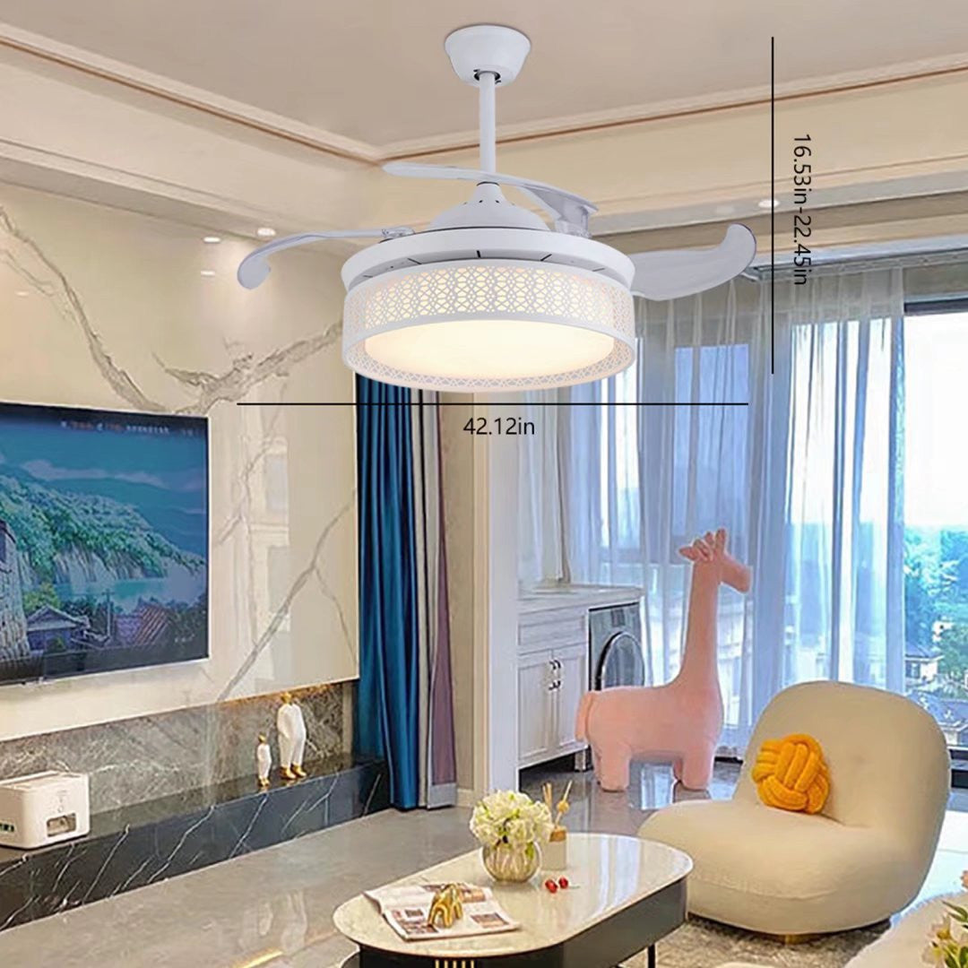 Classy White Ceiling LED Lamp And Fan