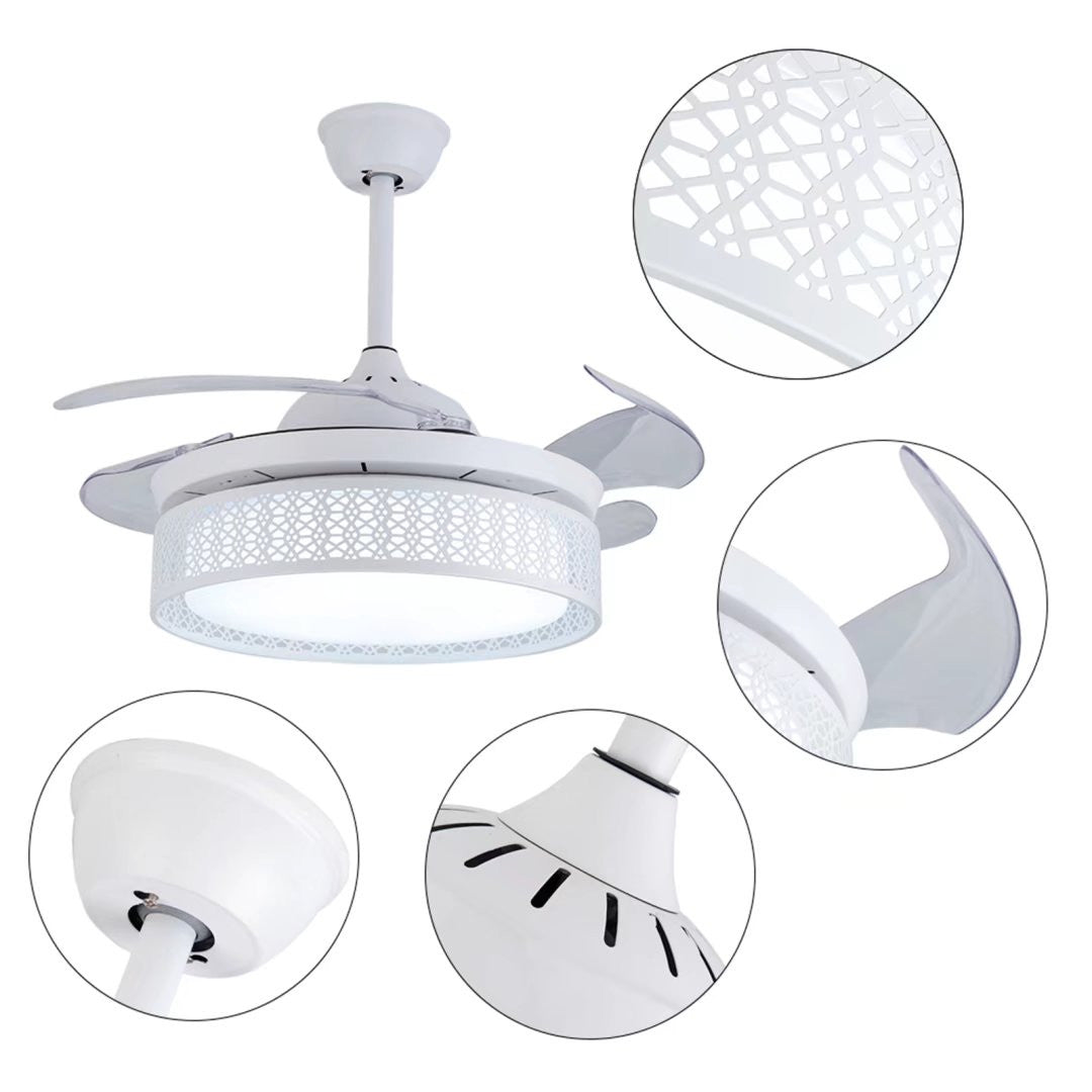 Classy White Ceiling LED Lamp And Fan