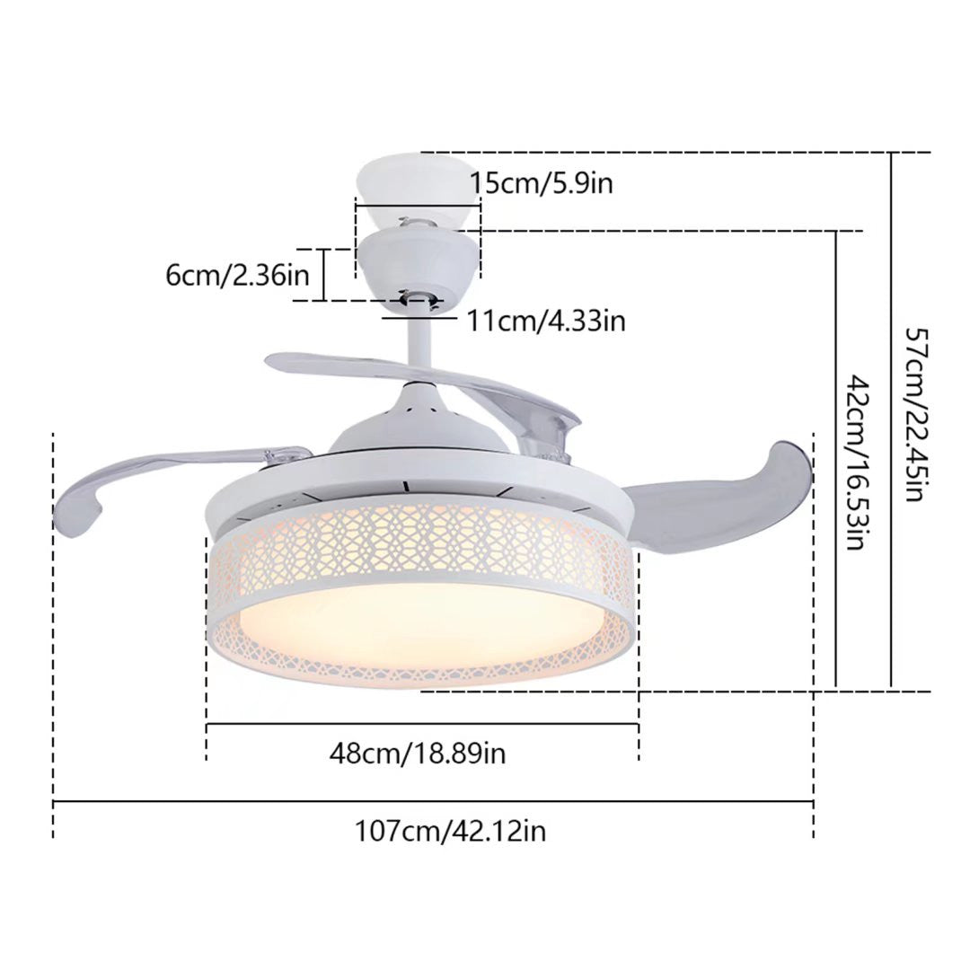 Classy White Ceiling LED Lamp And Fan
