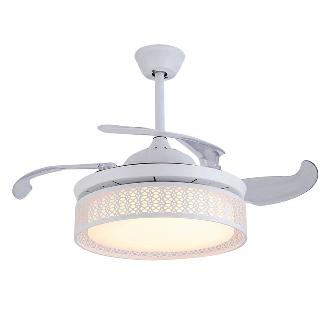 Classy White Ceiling LED Lamp And Fan