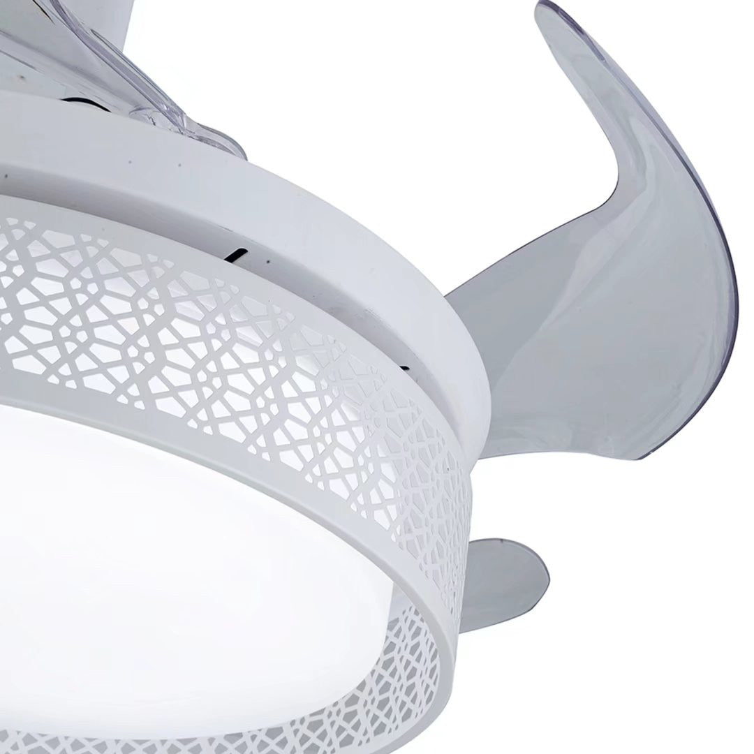 Classy White Ceiling LED Lamp And Fan