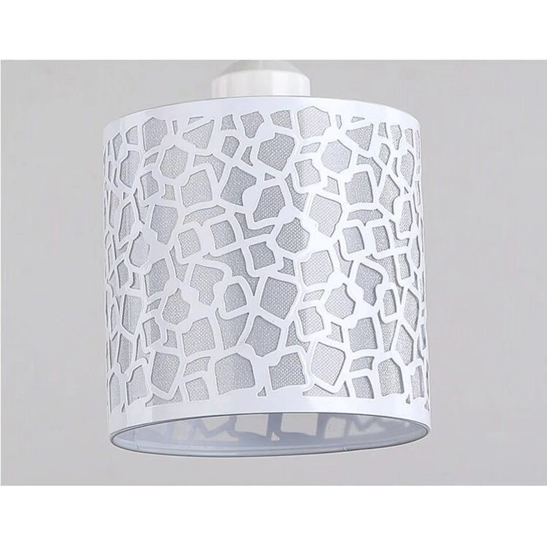 Silver Three Light Ceiling Lamp With Abstract Square Details