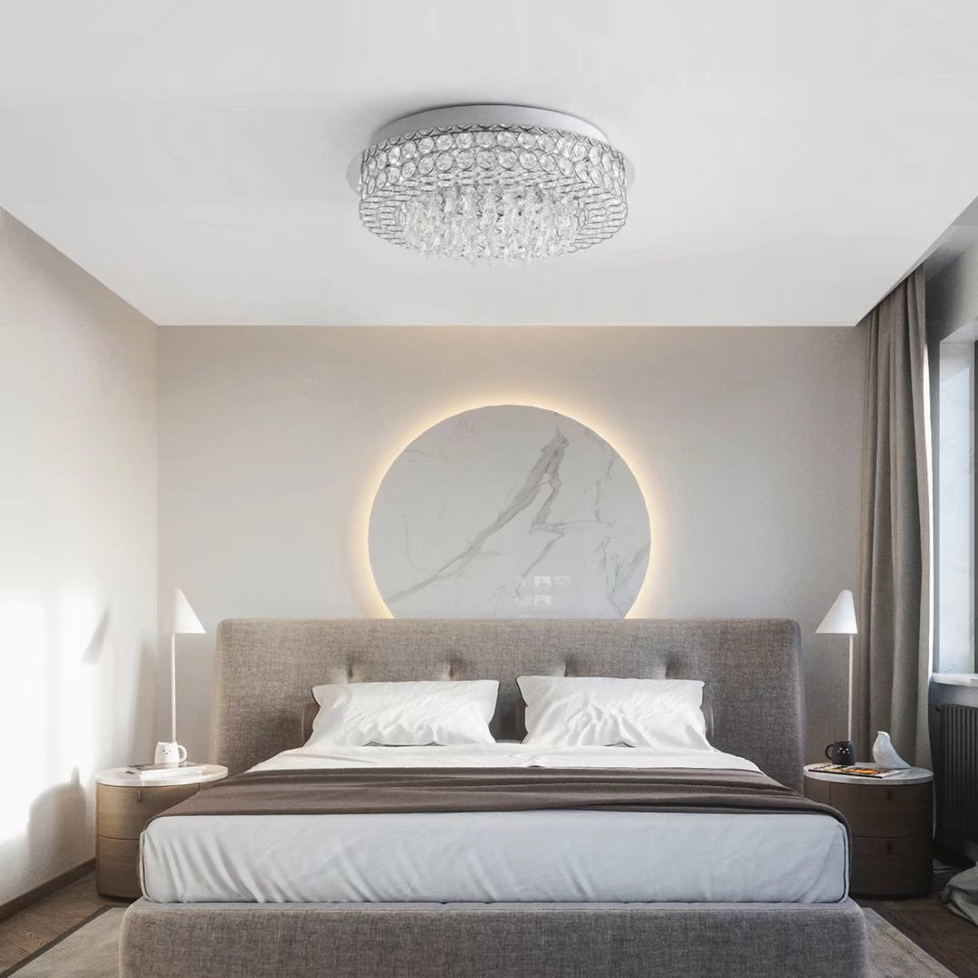 Luxurious Ceiling Mount Faux Crystal Round Chandelier