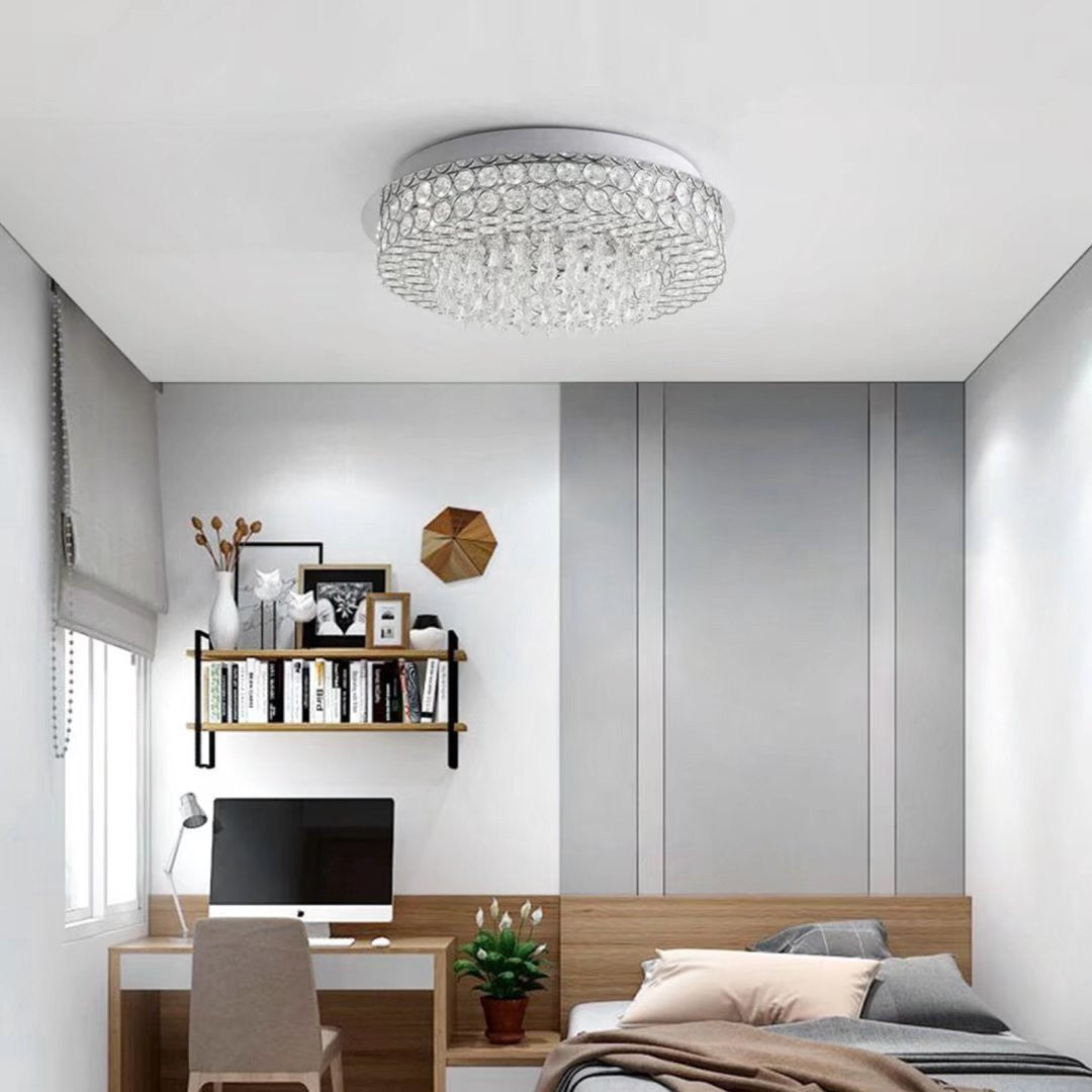 Luxurious Ceiling Mount Faux Crystal Round Chandelier