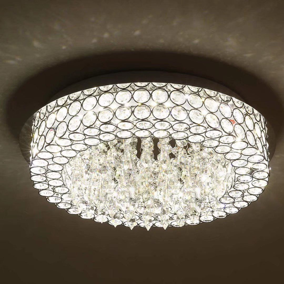 Luxurious Ceiling Mount Faux Crystal Round Chandelier