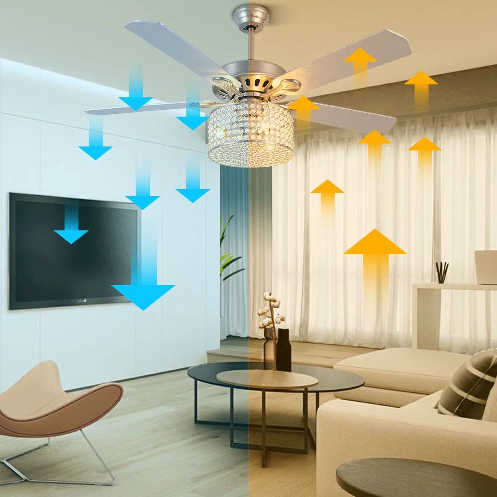 Elegant Silver Crystal Chandelier Ceiling Fan