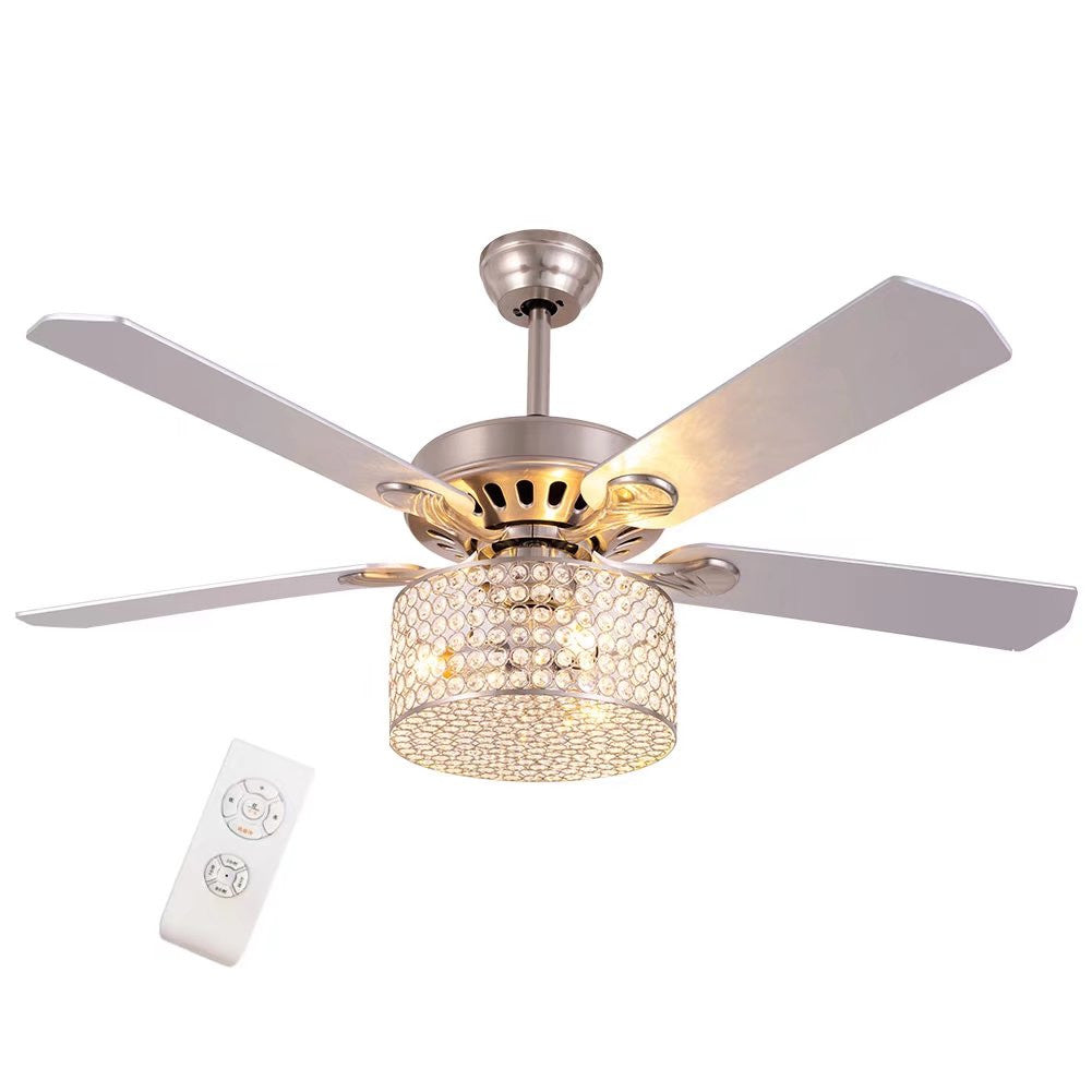 Elegant Silver Crystal Chandelier Ceiling Fan