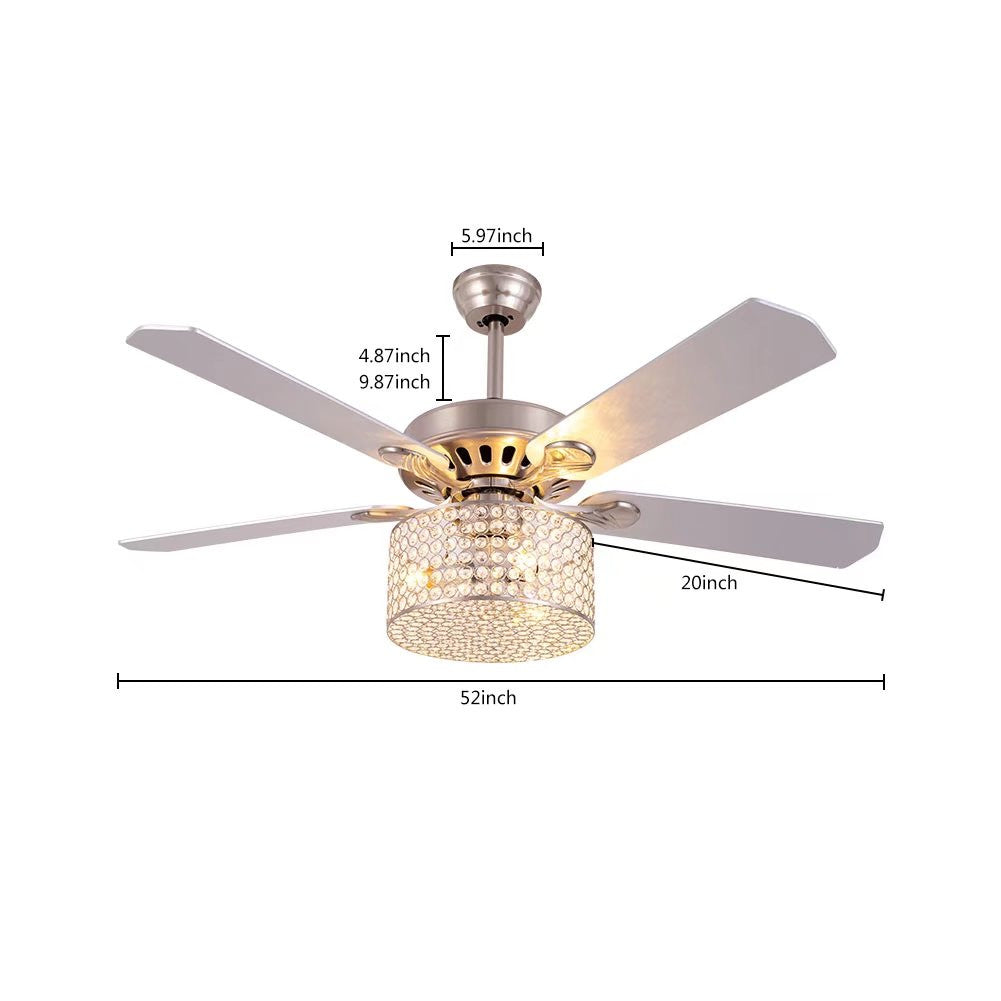 Elegant Silver Crystal Chandelier Ceiling Fan