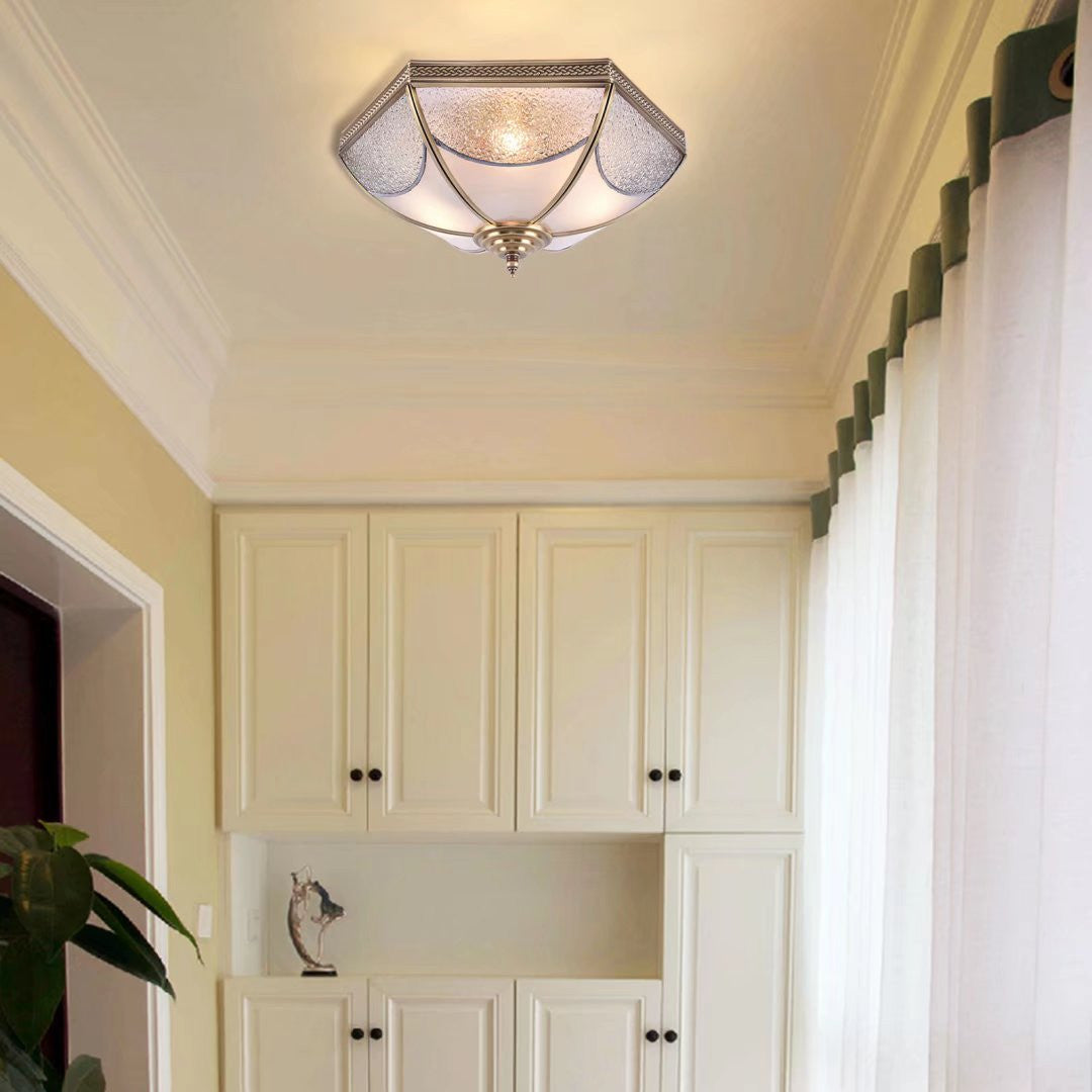 White and Gold Traditional Hexagon Ceiling Light Fixture