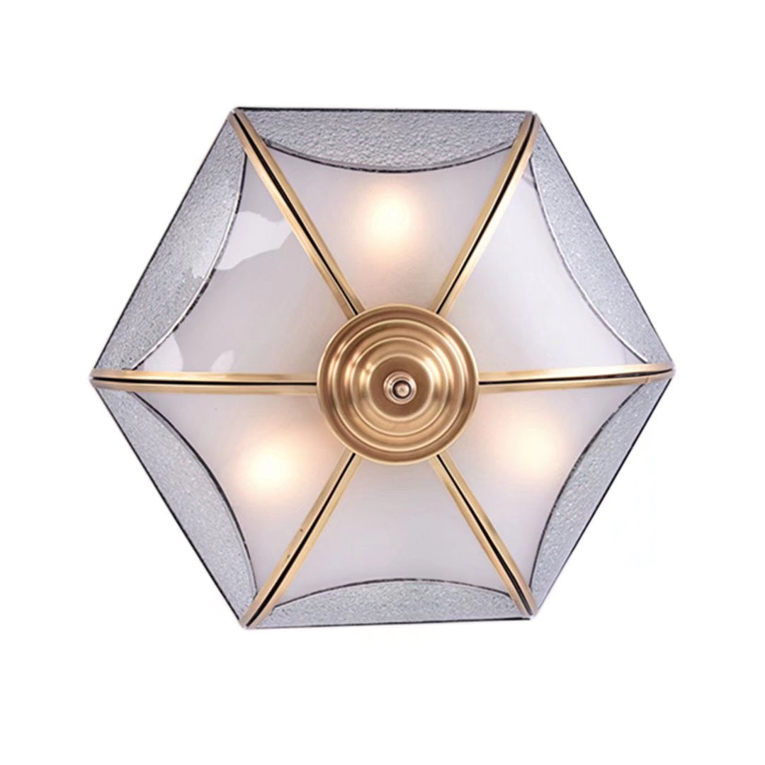 White and Gold Traditional Hexagon Ceiling Light Fixture