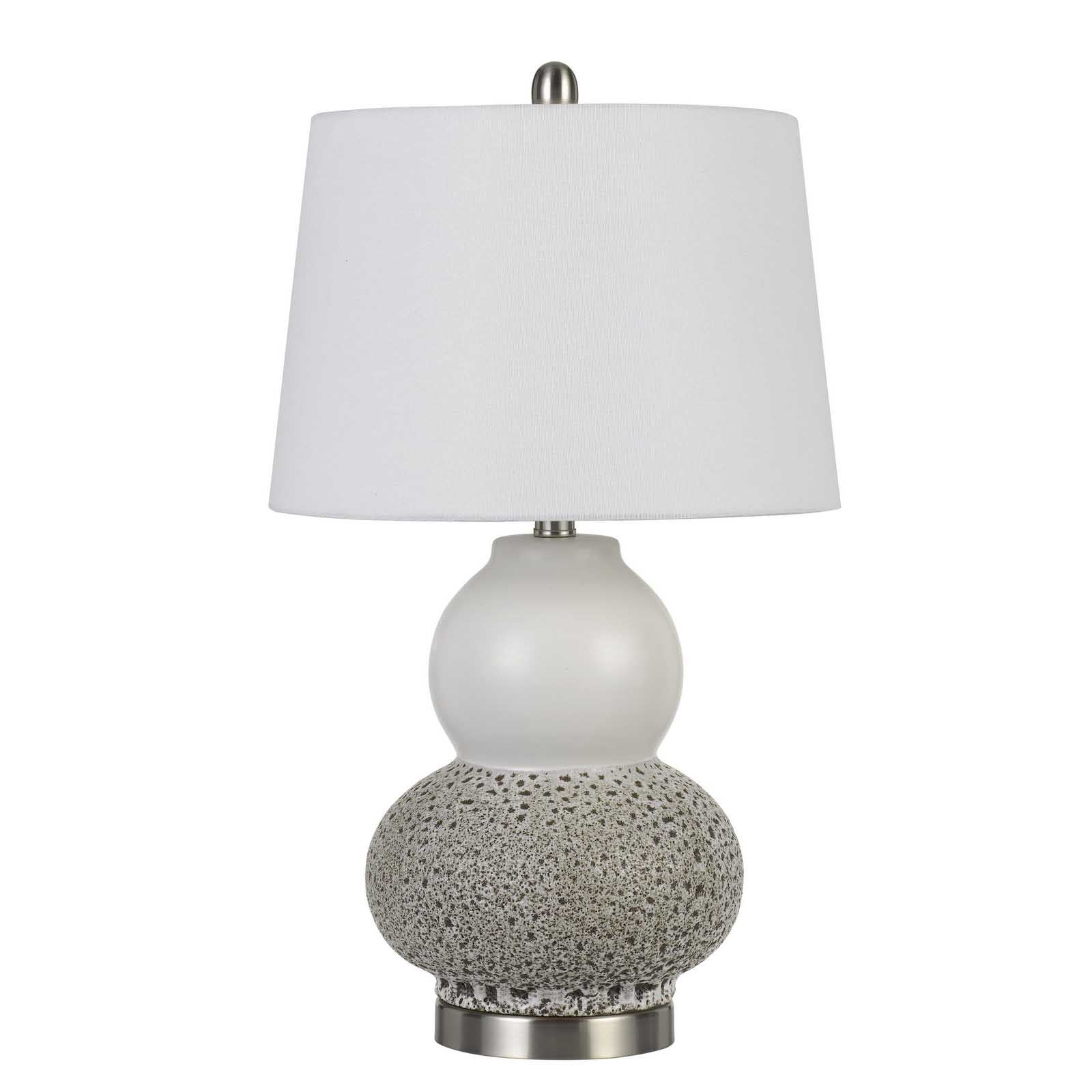 Set of Two 24” Grey Ceramic Pear Table Lamps