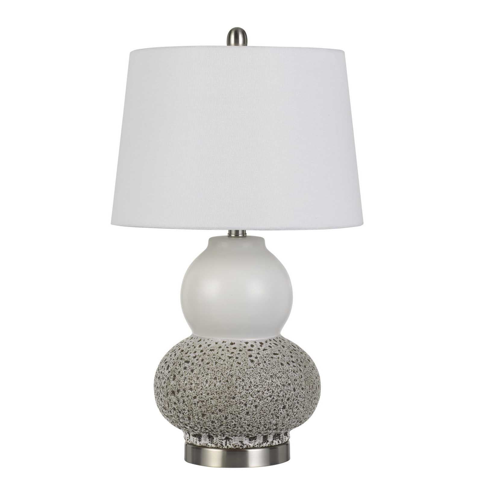 Set of Two 24” Grey Ceramic Pear Table Lamps