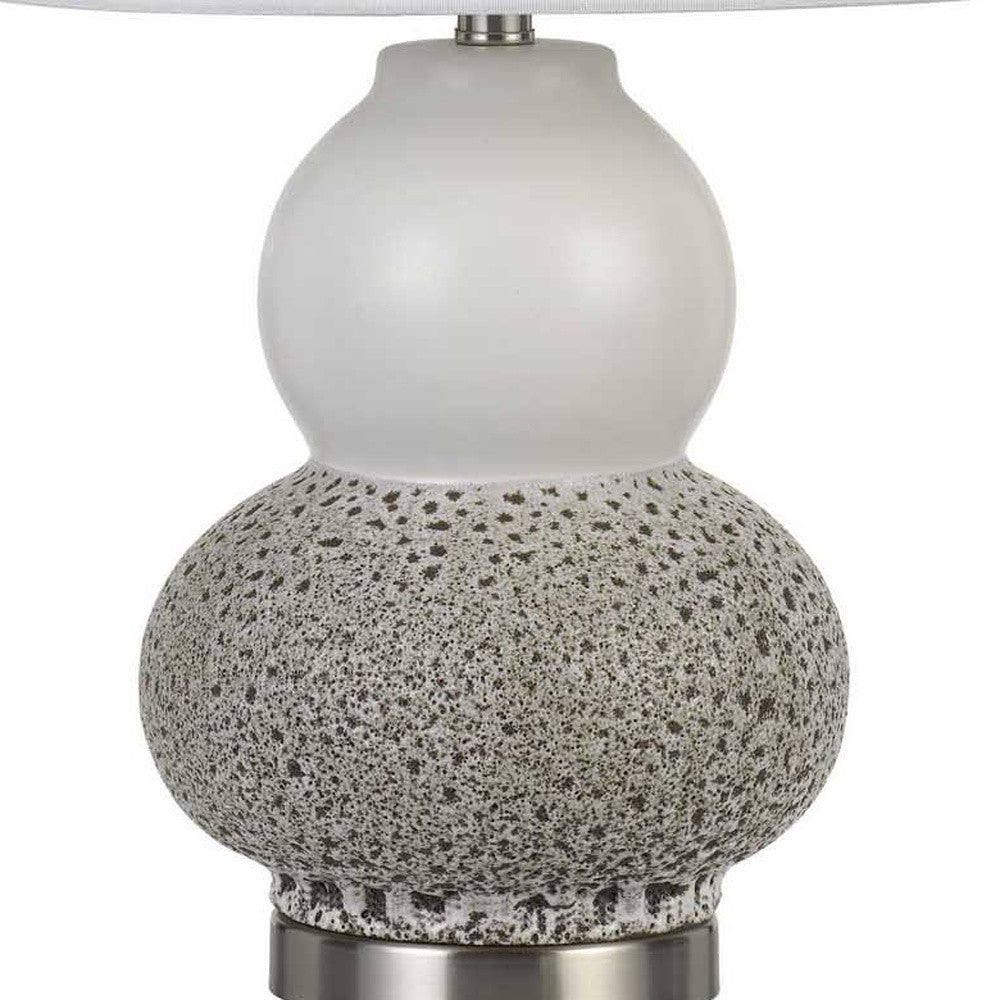 Set of Two 24” Grey Ceramic Pear Table Lamps