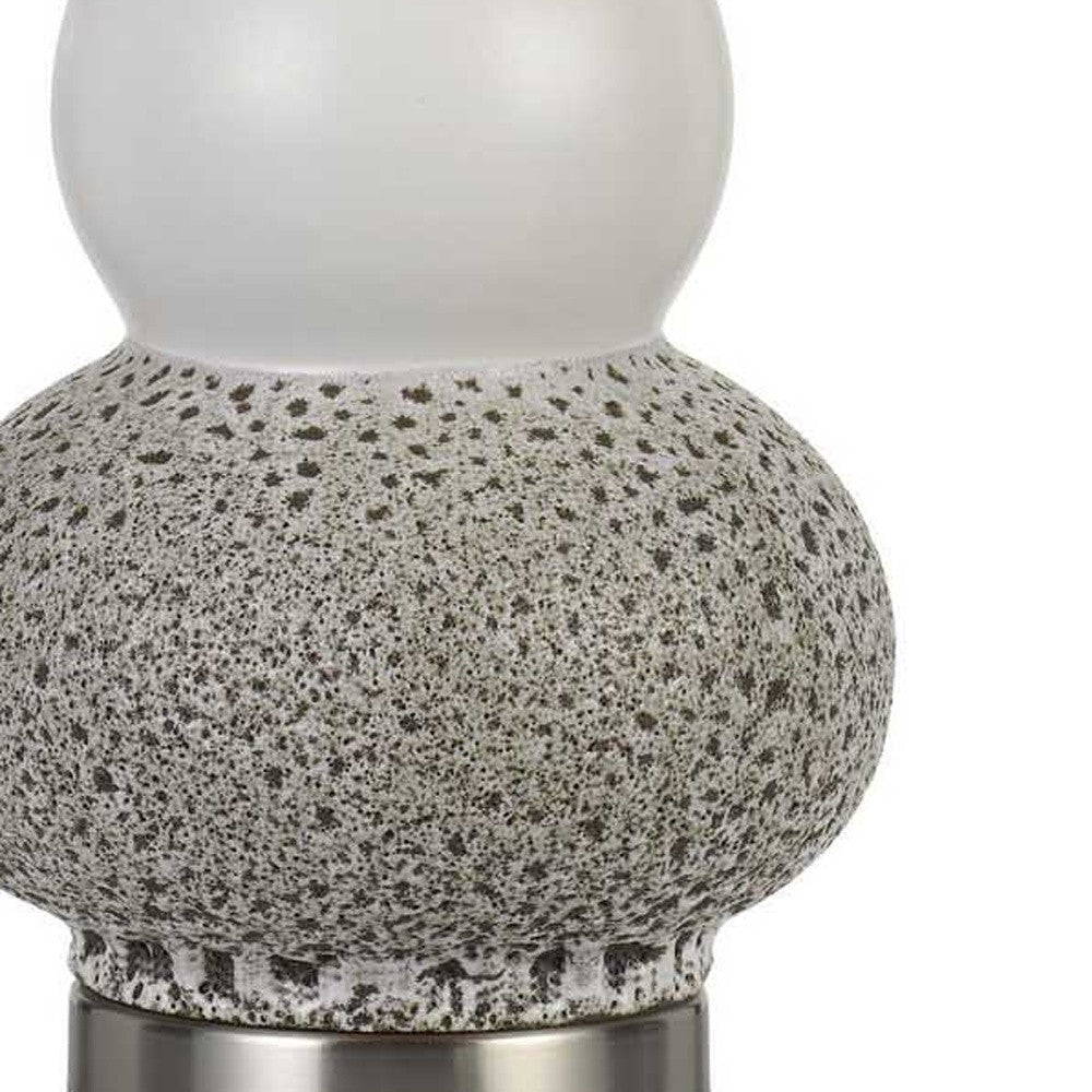 Set of Two 24” Grey Ceramic Pear Table Lamps