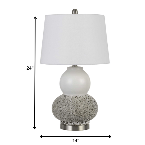 Set of Two 24” Grey Ceramic Pear Table Lamps