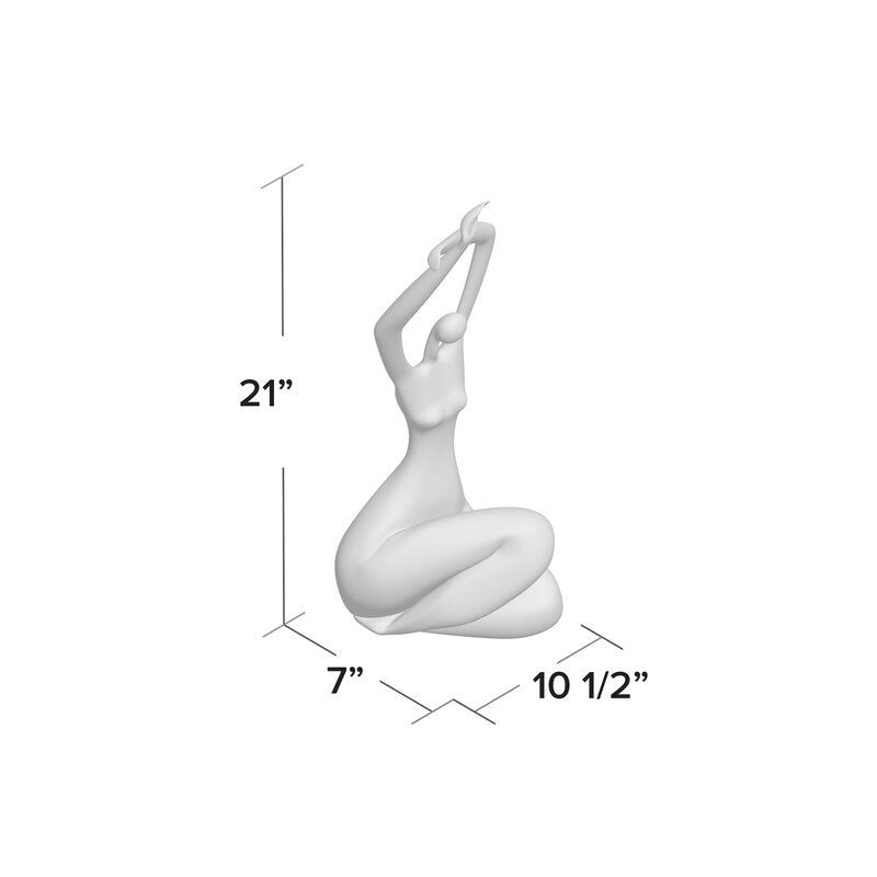 Silver Women Stretching Large Sculpture