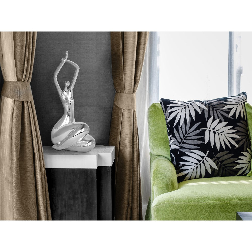 Silver Women Stretching Large Sculpture