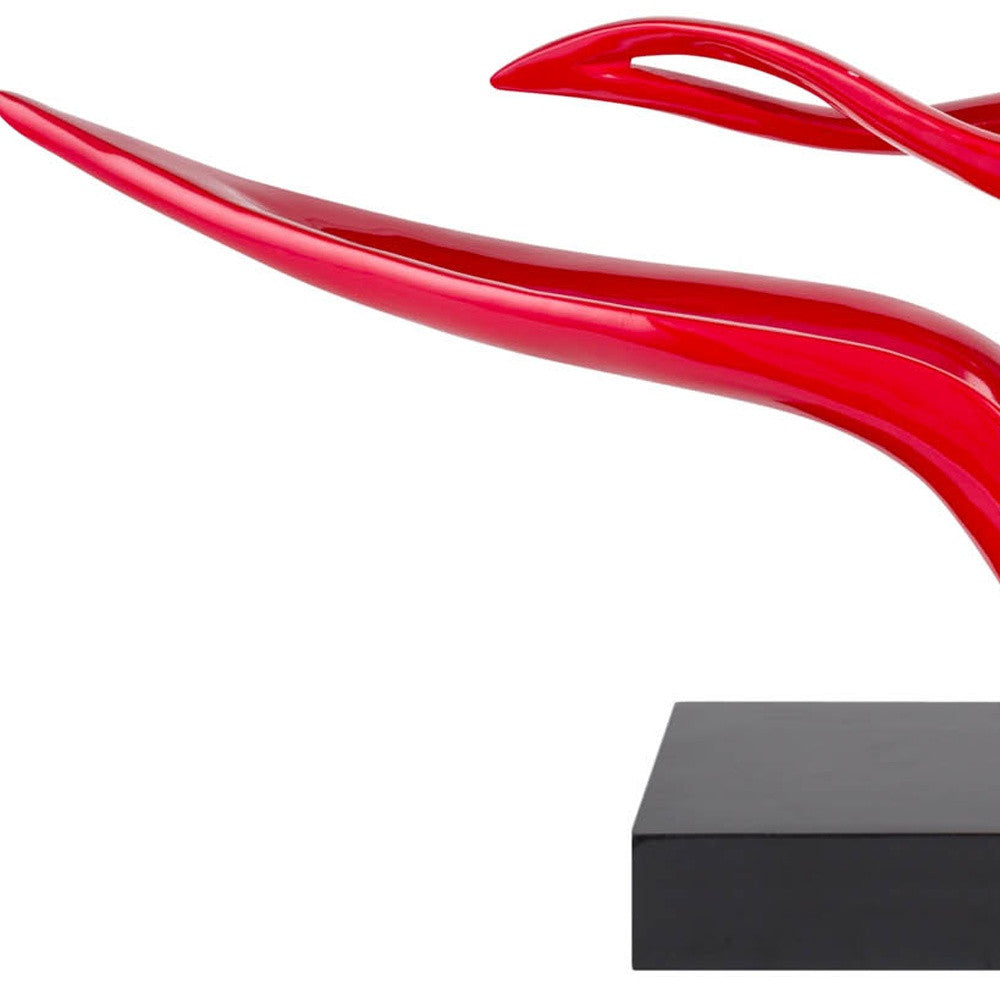 Red Abstract Wavy Sculpture