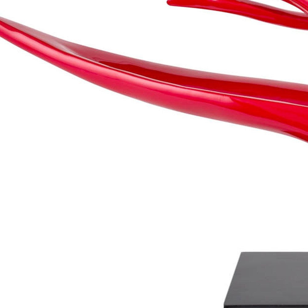 Red Abstract Wavy Sculpture