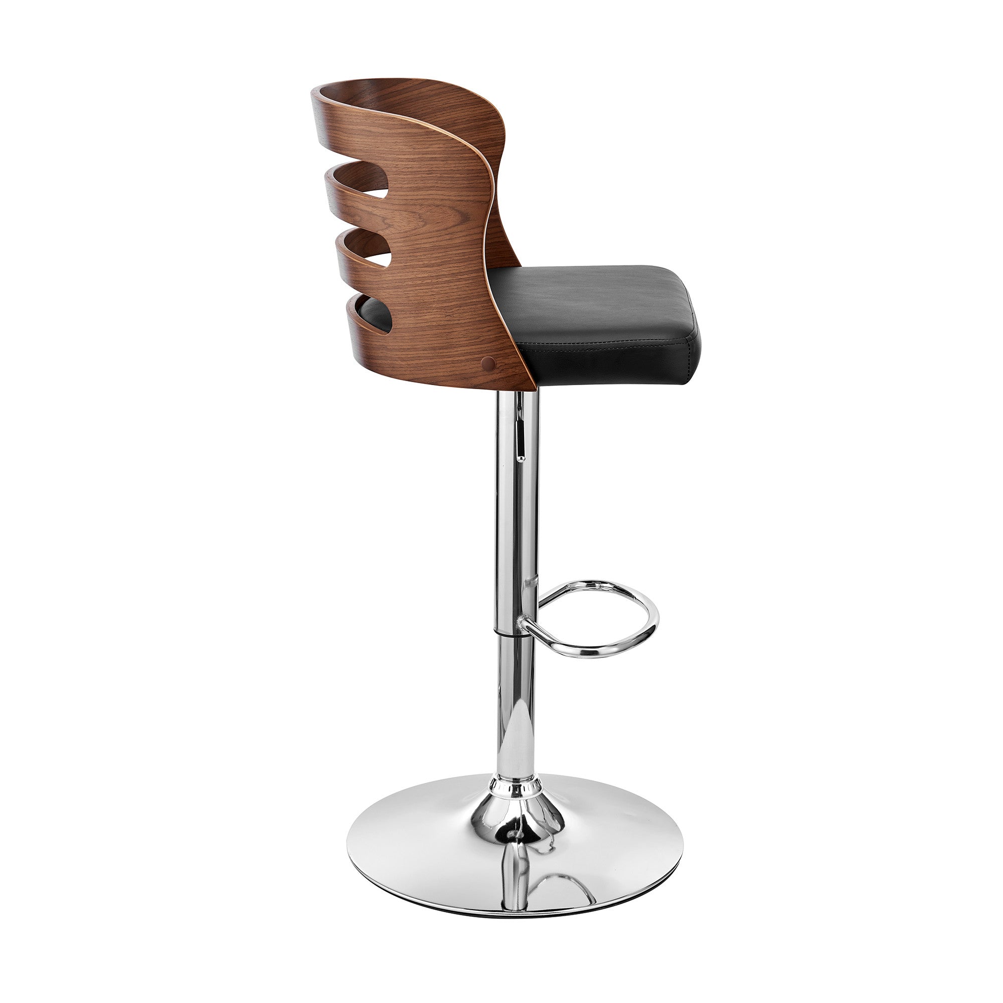 Black Upholstered Chrome Base Adjustable Swivel Bar Stool