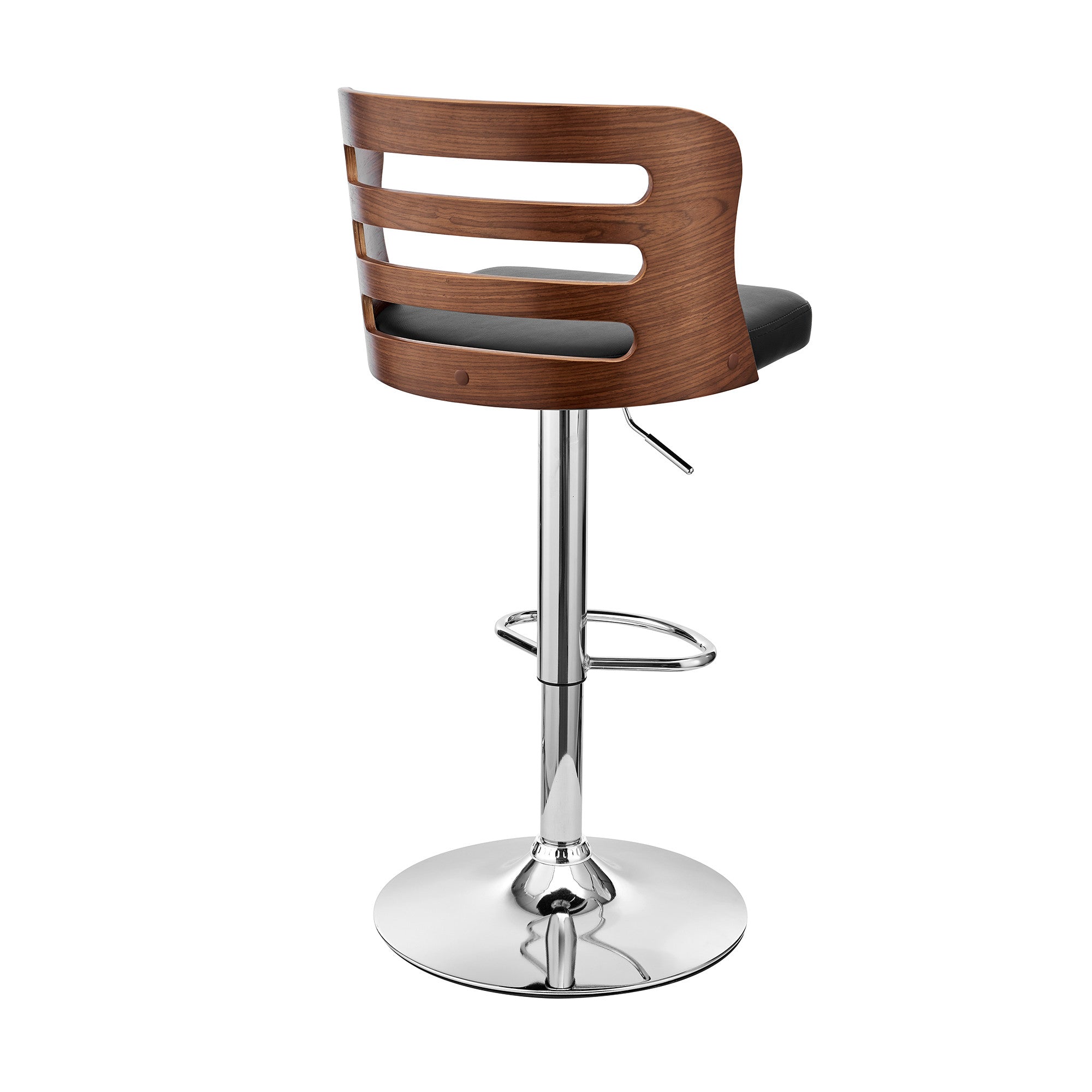 Black Upholstered Chrome Base Adjustable Swivel Bar Stool