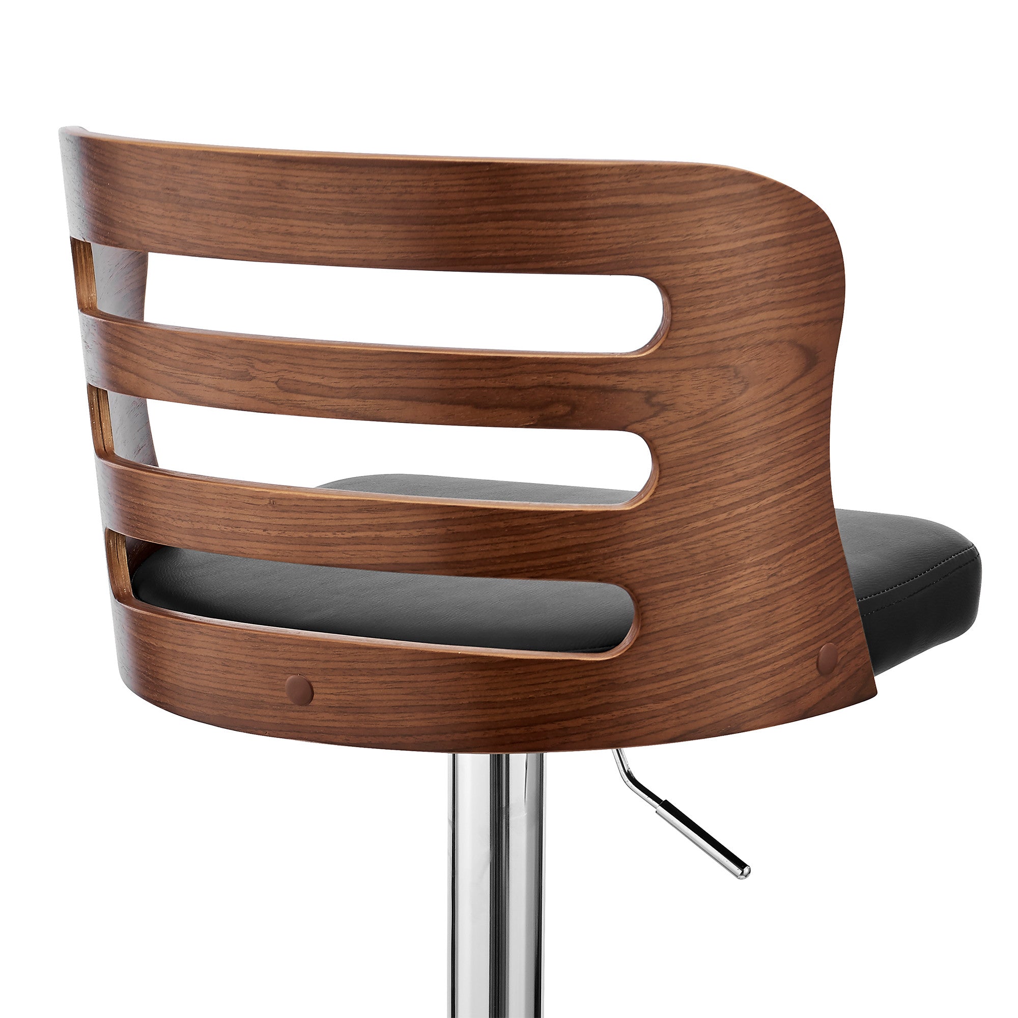 Black Upholstered Chrome Base Adjustable Swivel Bar Stool