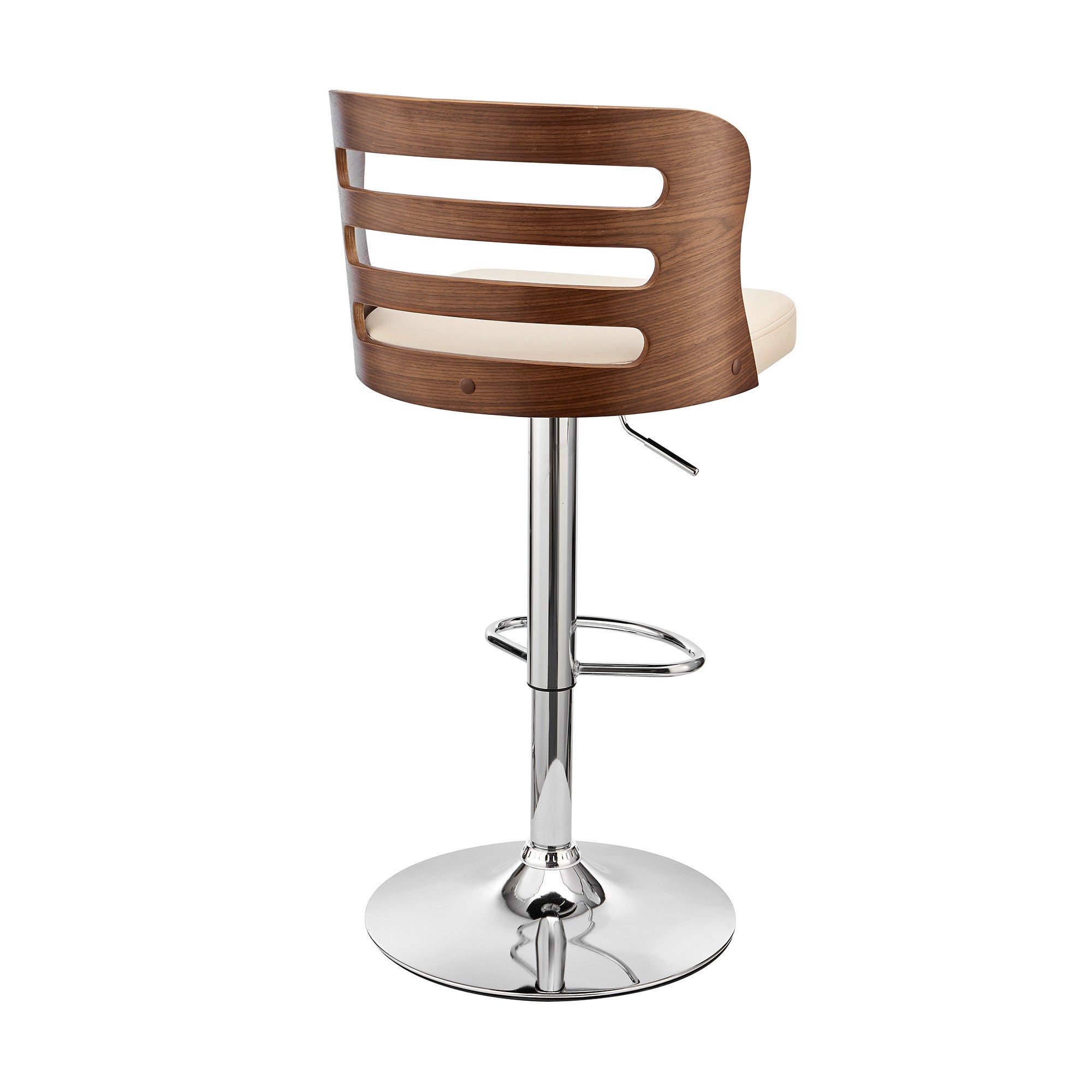 Cream Upholstered Chrome Base Adjustable Swivel Bar Stool