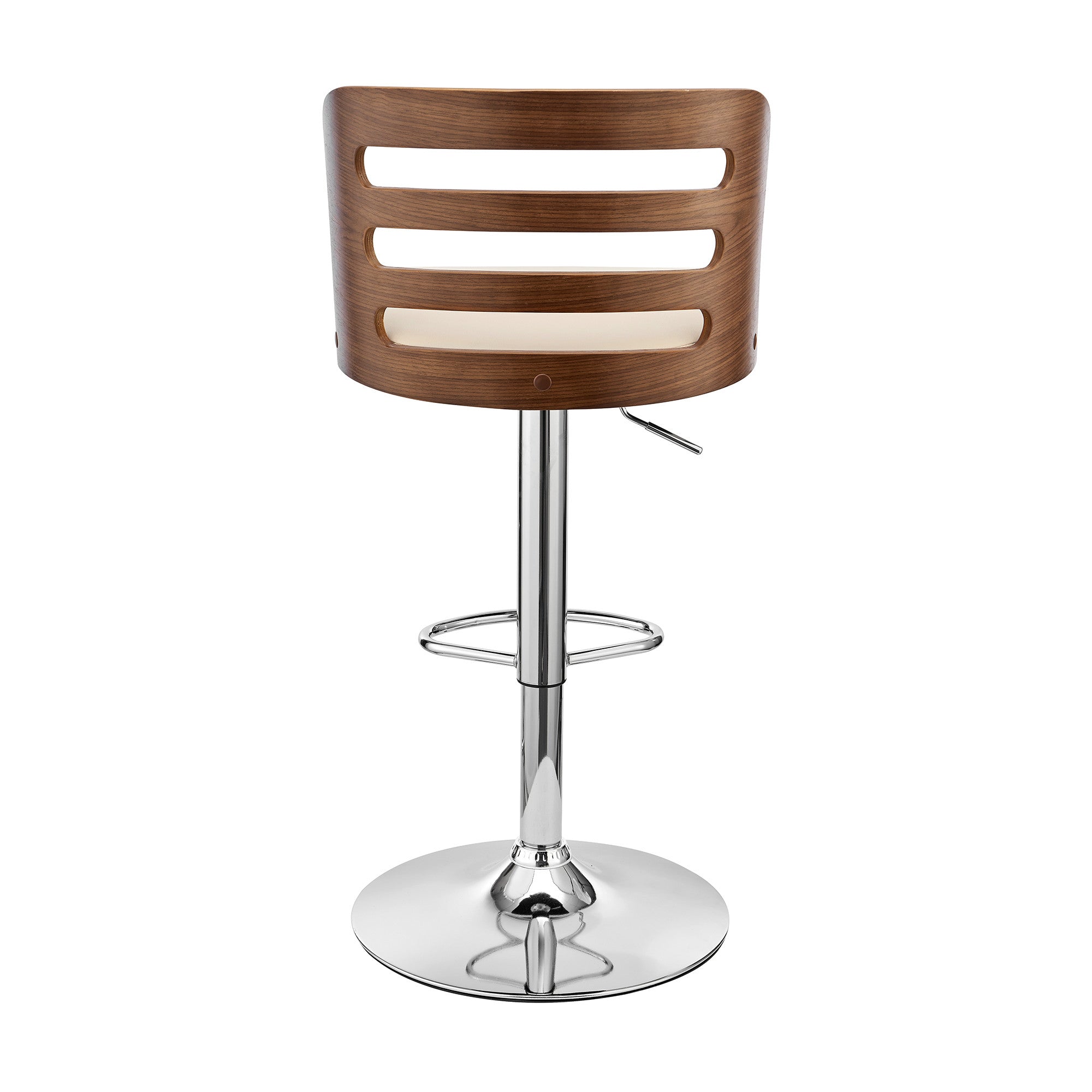 Cream Upholstered Chrome Base Adjustable Swivel Bar Stool