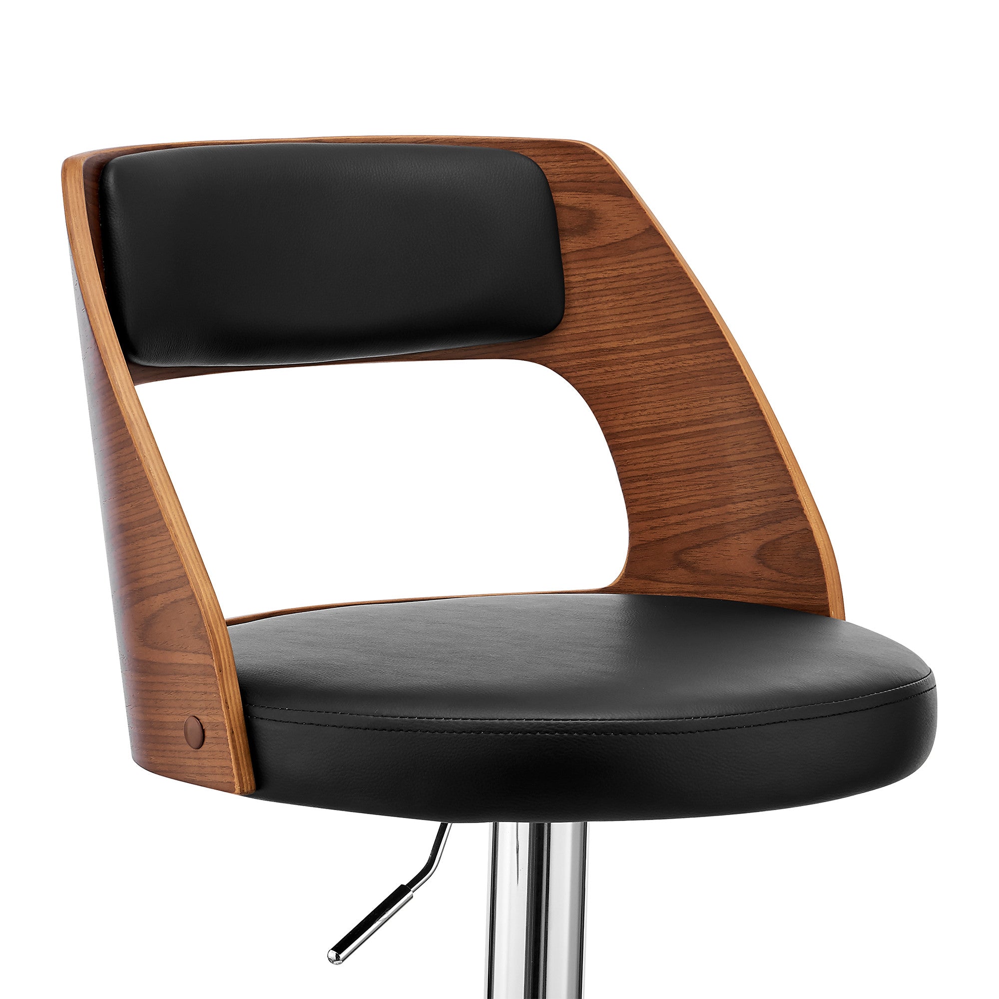 Black Upholstered Chrome Base Adjustable Swivel Bar Stool